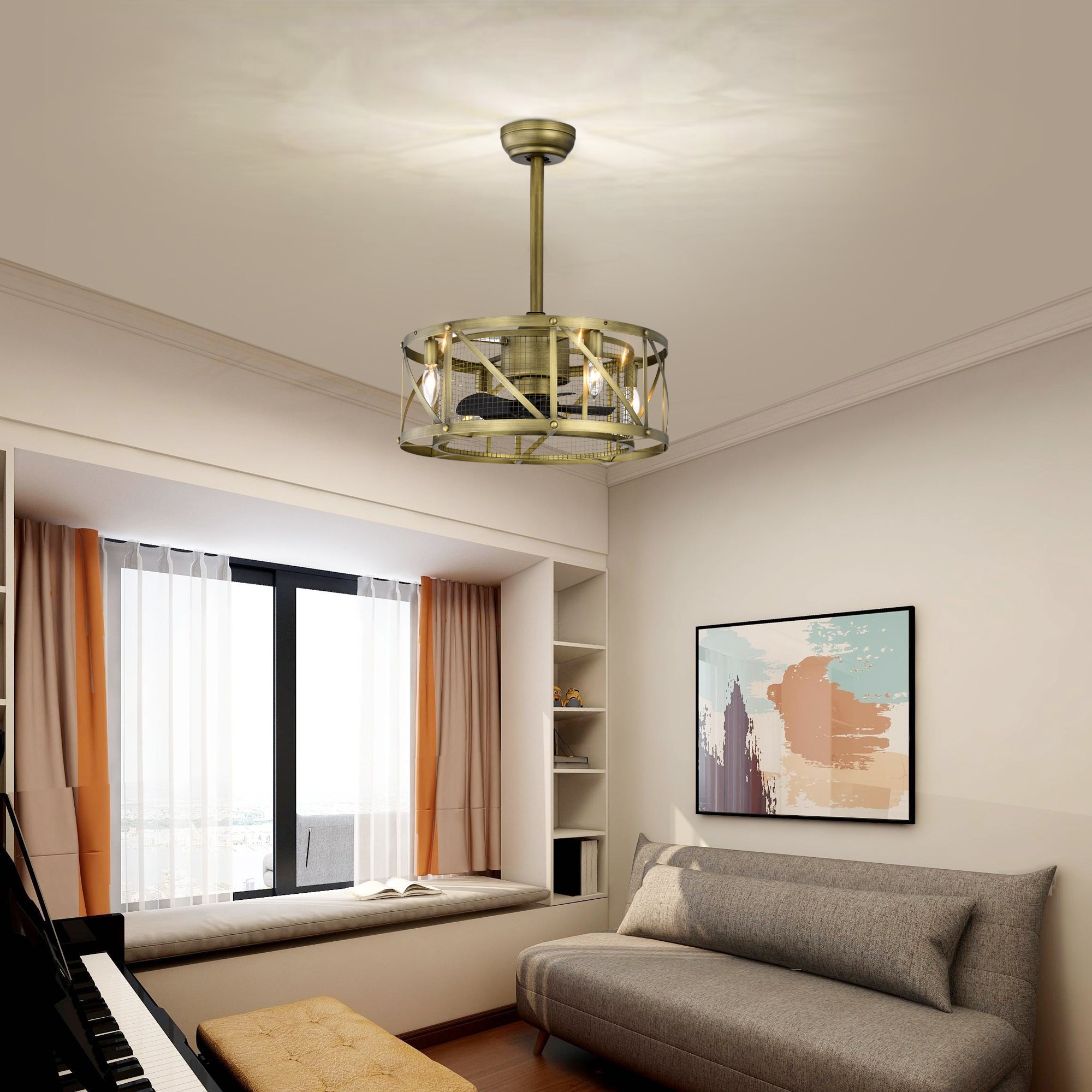 20'' Ceiling Fan Light with Remote Control for Living Room