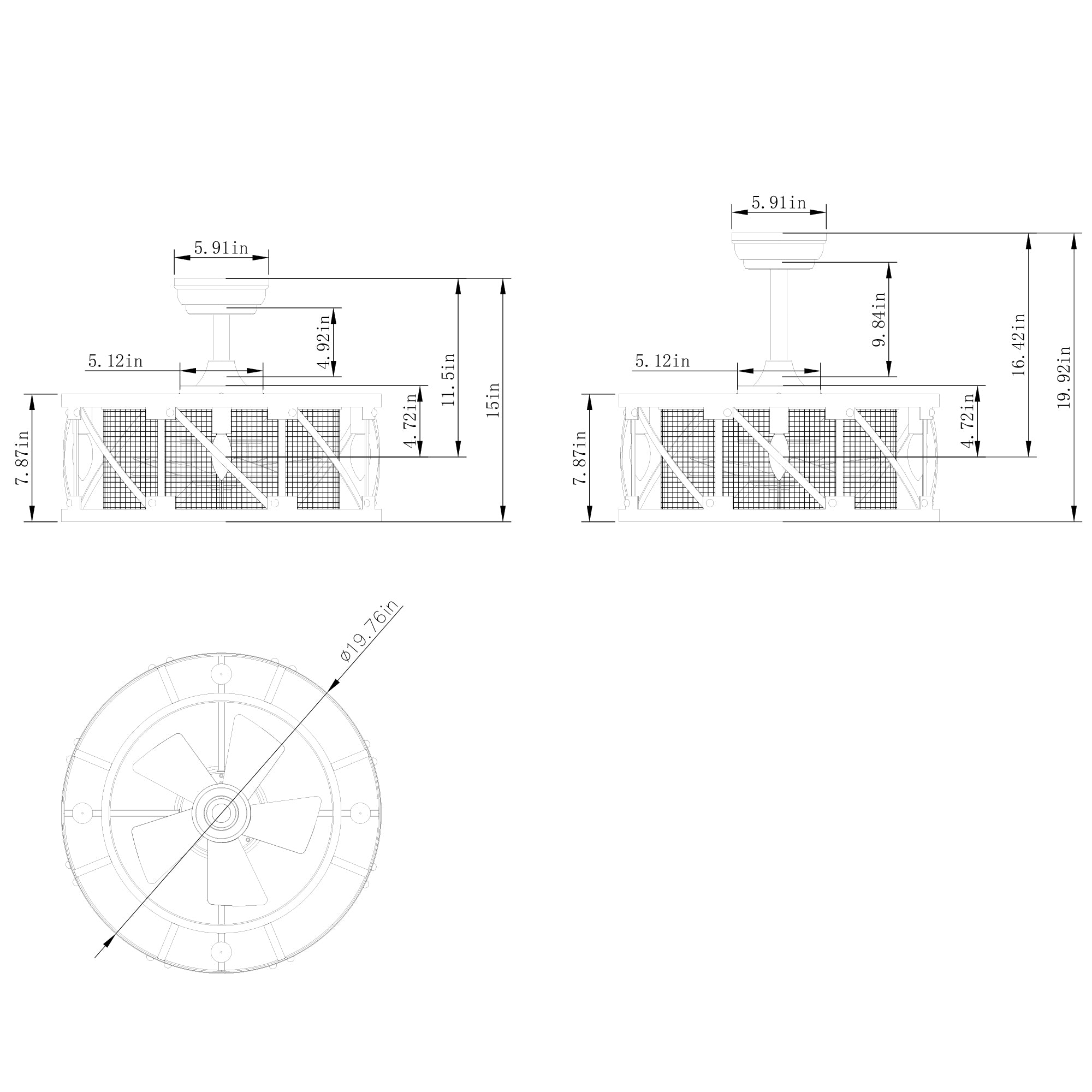 20'' Ceiling Fan Light with Remote Control for Living Room