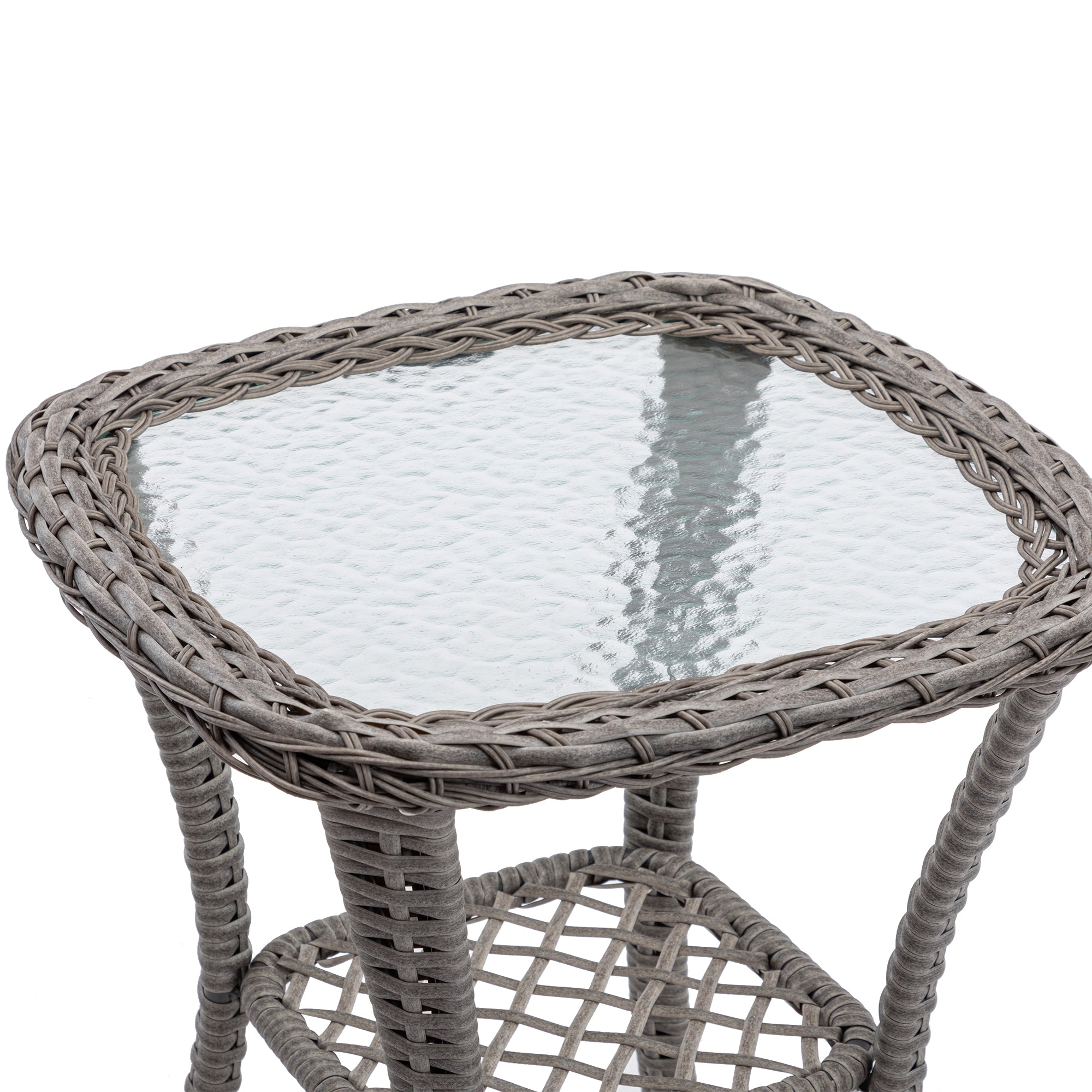 3 Pieces Outdoor Patio Wicker Swivel Chair Set with Cushions
