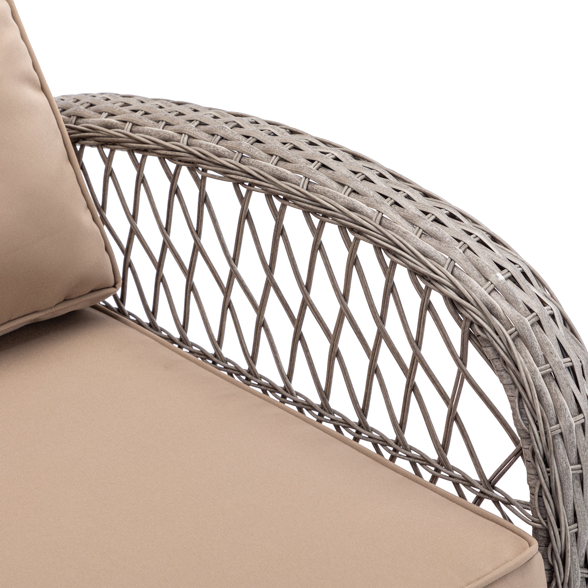 3 Pieces Outdoor Patio Wicker Swivel Chair Set with Cushions