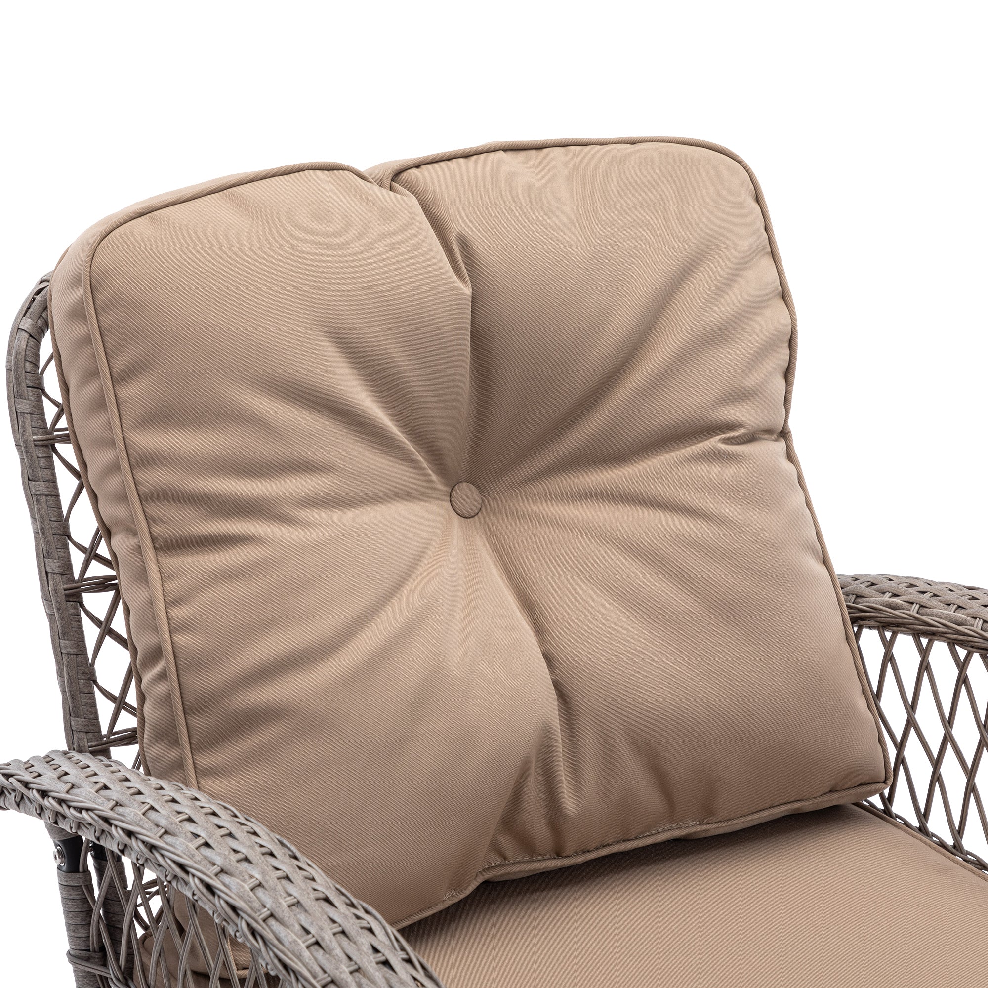 3 Pieces Outdoor Patio Wicker Swivel Chair Set with Cushions