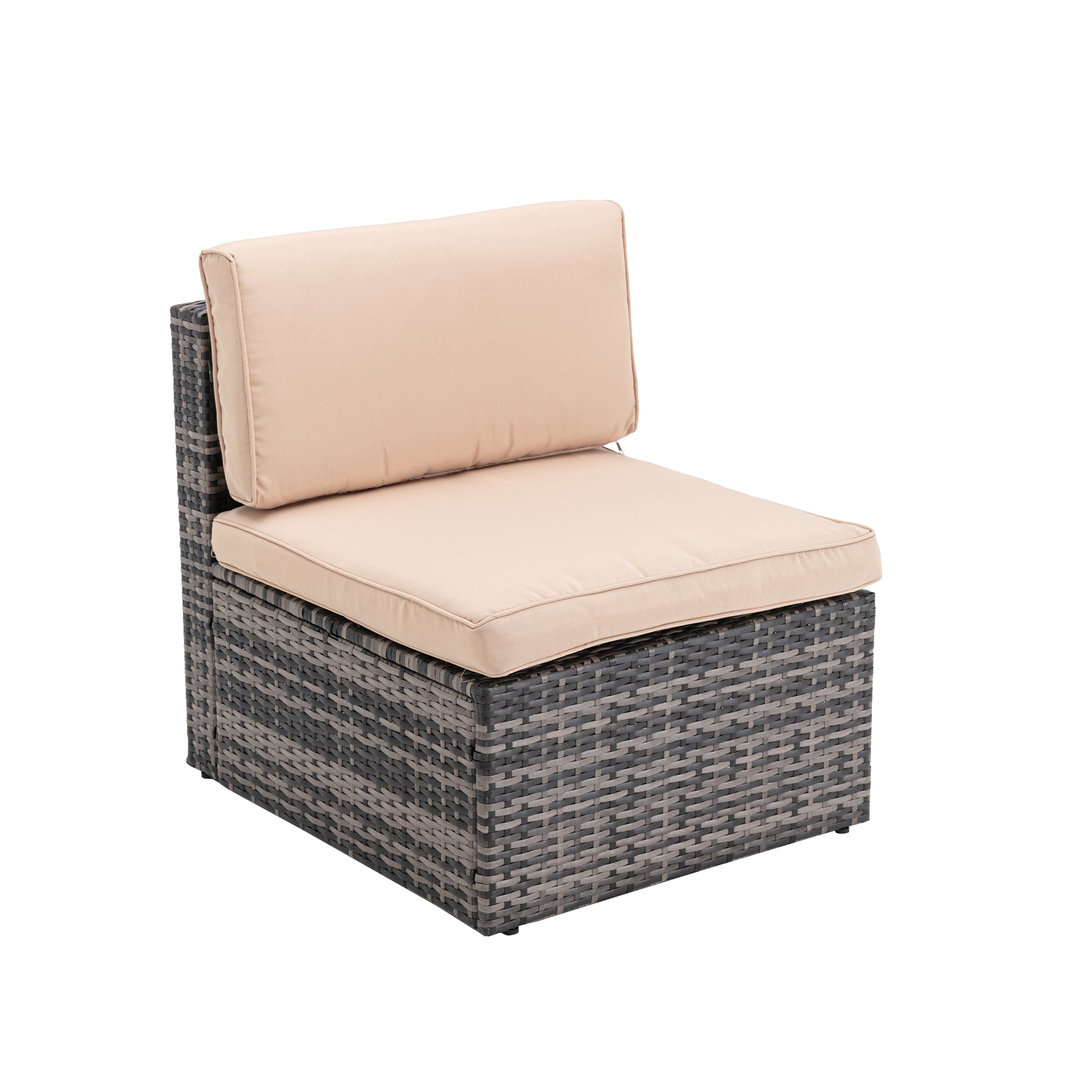 5 Pieces Outdoor Garden Rattan Patio Sectional Cushioned Sofa with 2 Pillows and Coffee Table
