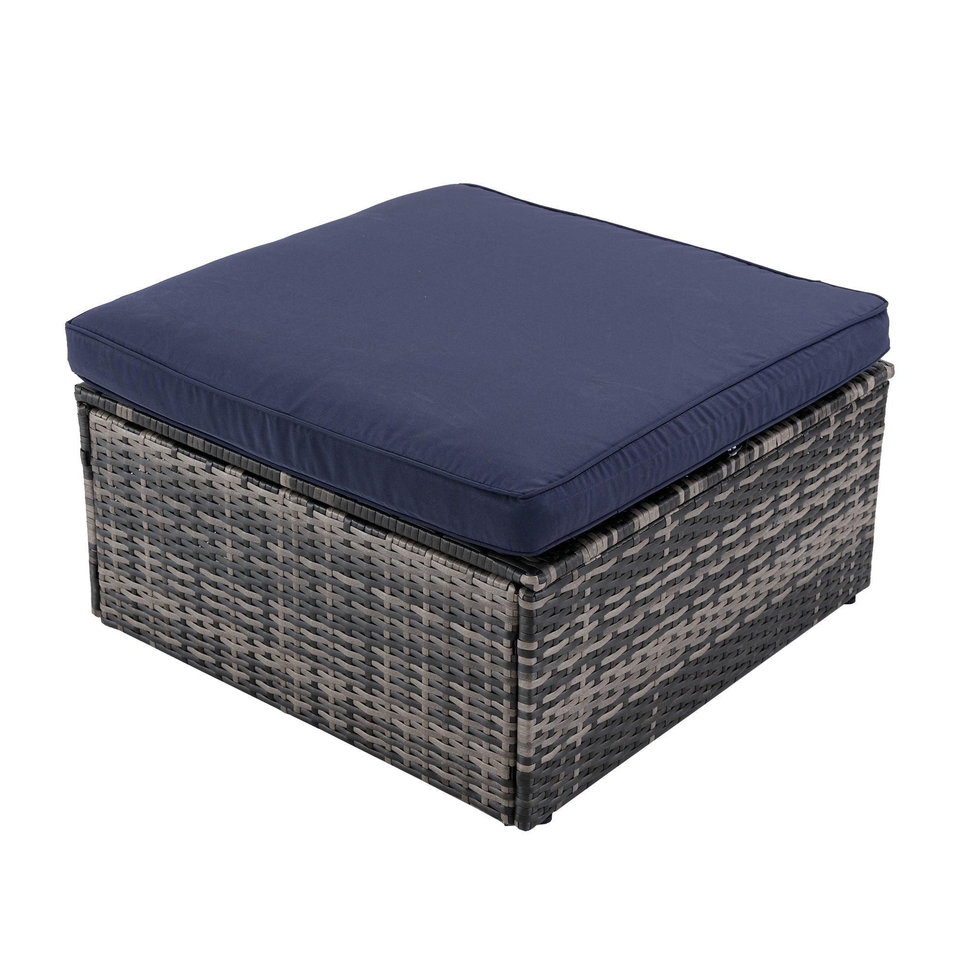 5 Pieces Outdoor Garden Rattan Patio Sectional Cushioned Sofa with 2 Pillows and Coffee Table