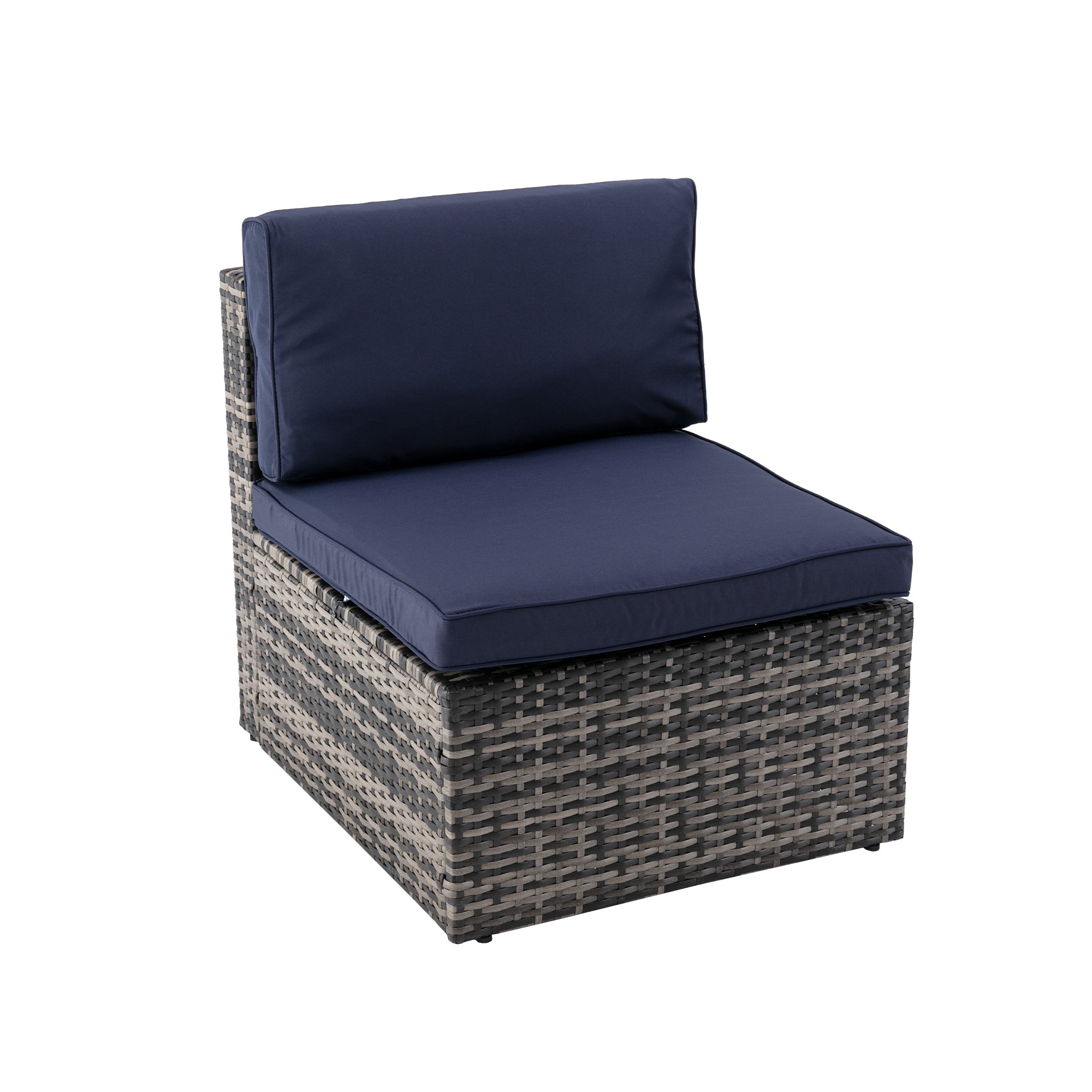 5 Pieces Outdoor Garden Rattan Patio Sectional Cushioned Sofa with 2 Pillows and Coffee Table