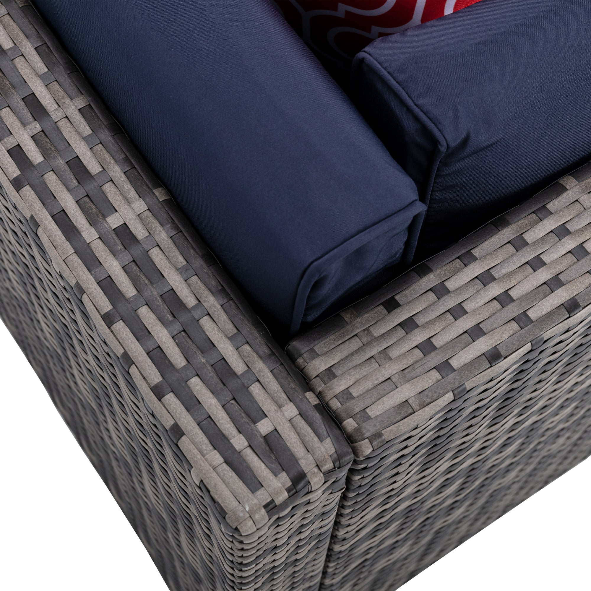 5 Pieces Outdoor Garden Rattan Patio Sectional Cushioned Sofa with 2 Pillows and Coffee Table