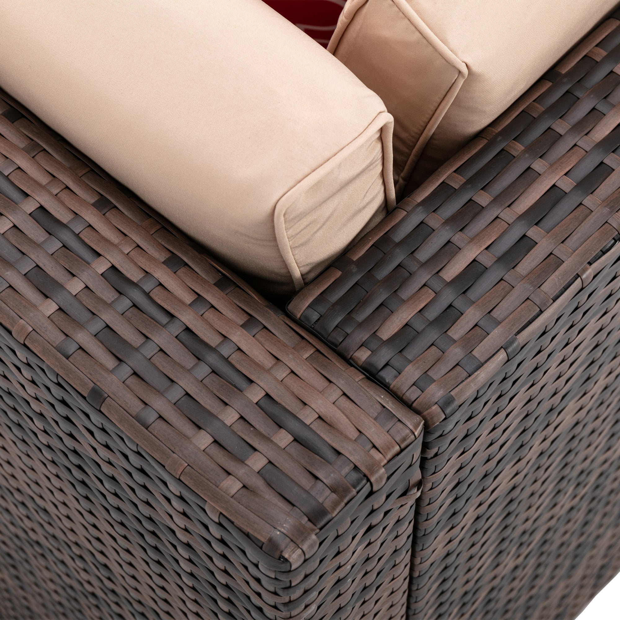 5 Pieces Outdoor Rattan Garden Patio Sectional Cushioned Sofa Sets with 2 Pillows and Coffee Table