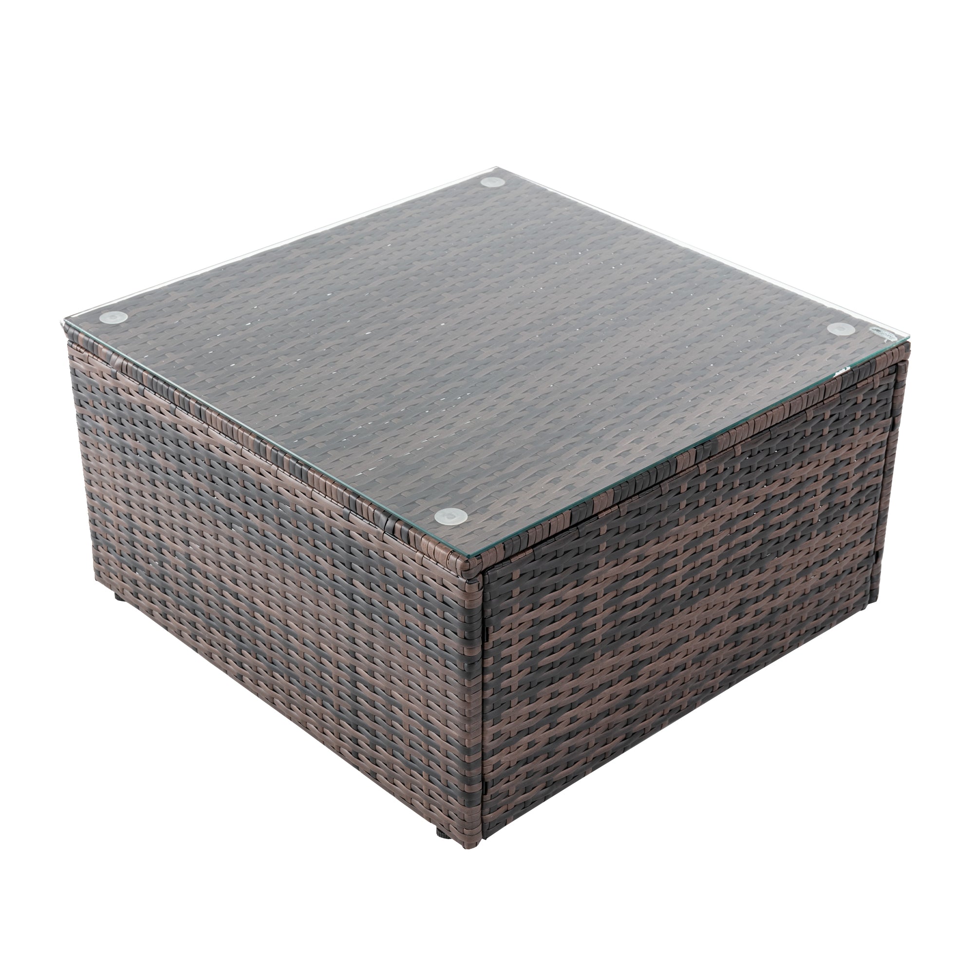 5 Pieces Outdoor Rattan Garden Patio Sectional Cushioned Sofa Sets with 2 Pillows and Coffee Table