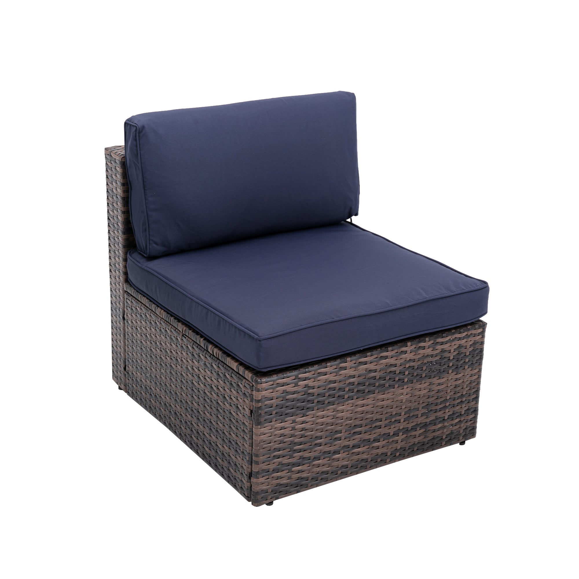 5 Pieces Outdoor Rattan Garden Patio Sectional Cushioned Sofa Sets with 2 Pillows and Coffee Table