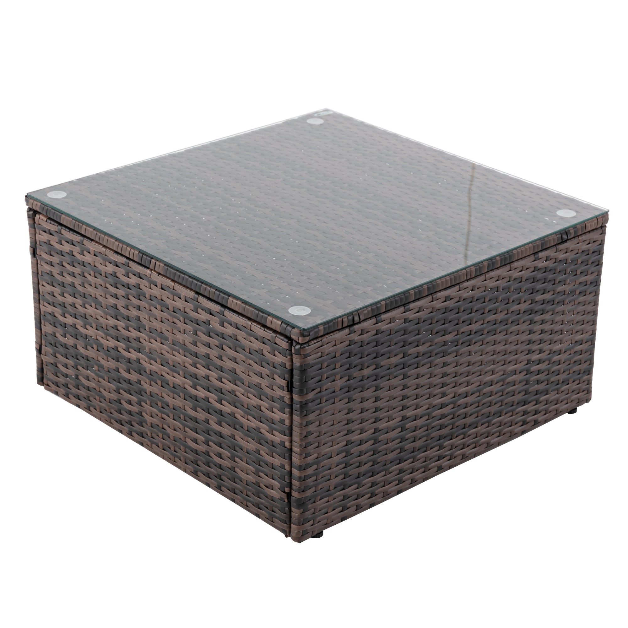5 Pieces Outdoor Rattan Garden Patio Sectional Cushioned Sofa Sets with 2 Pillows and Coffee Table
