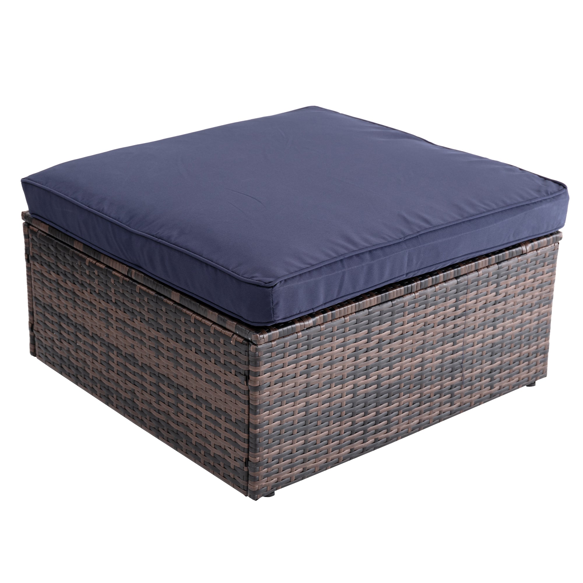 5 Pieces Outdoor Rattan Garden Patio Sectional Cushioned Sofa Sets with 2 Pillows and Coffee Table