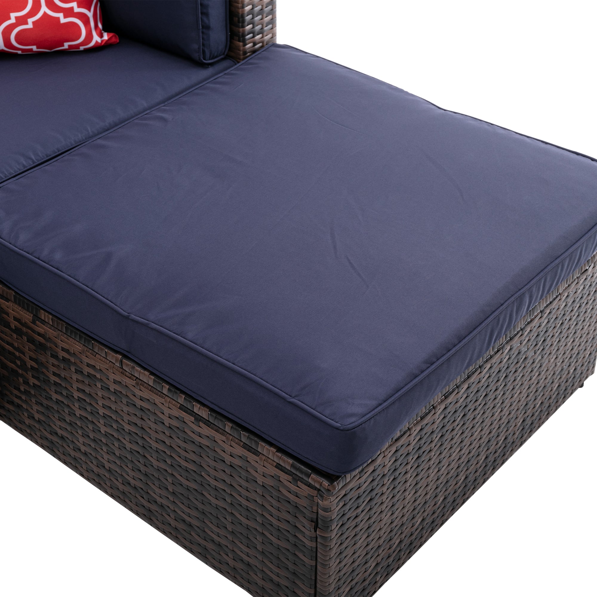 5 Pieces Outdoor Rattan Garden Patio Sectional Cushioned Sofa Sets with 2 Pillows and Coffee Table