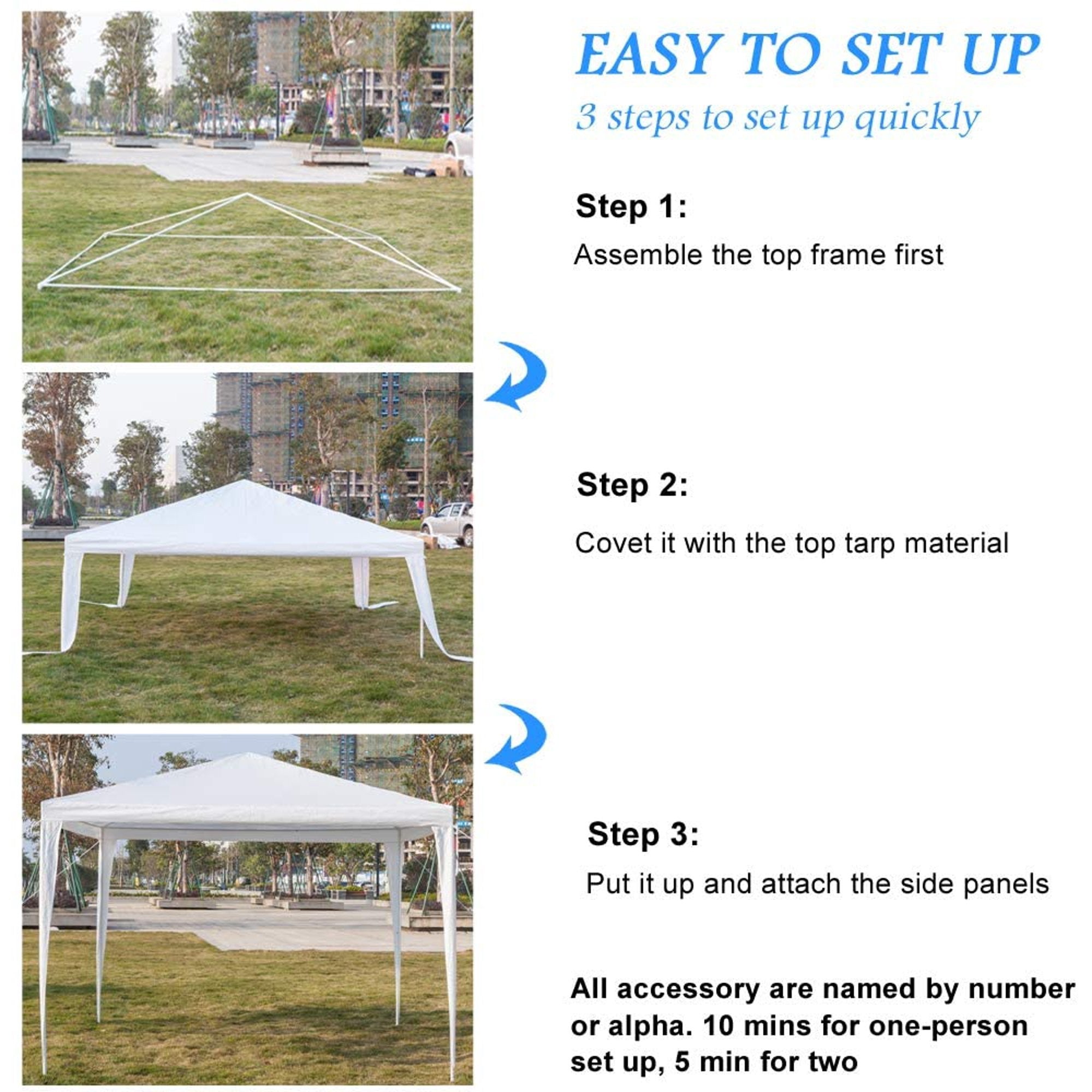 10' X 10 ' Iron PE Cloth Soft-Top Outdoor Patio Party Tent  with 4 Side Walls