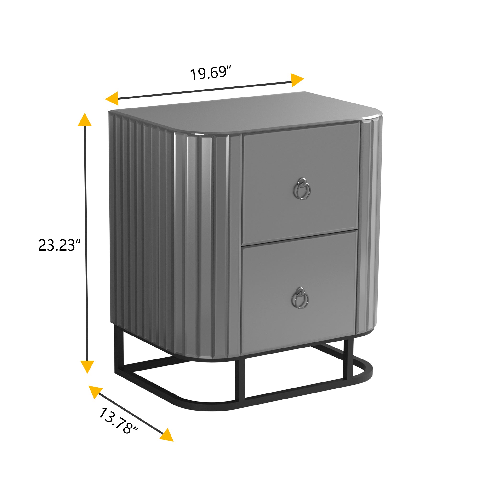 2-Drawer Wood Nightstand with Handle