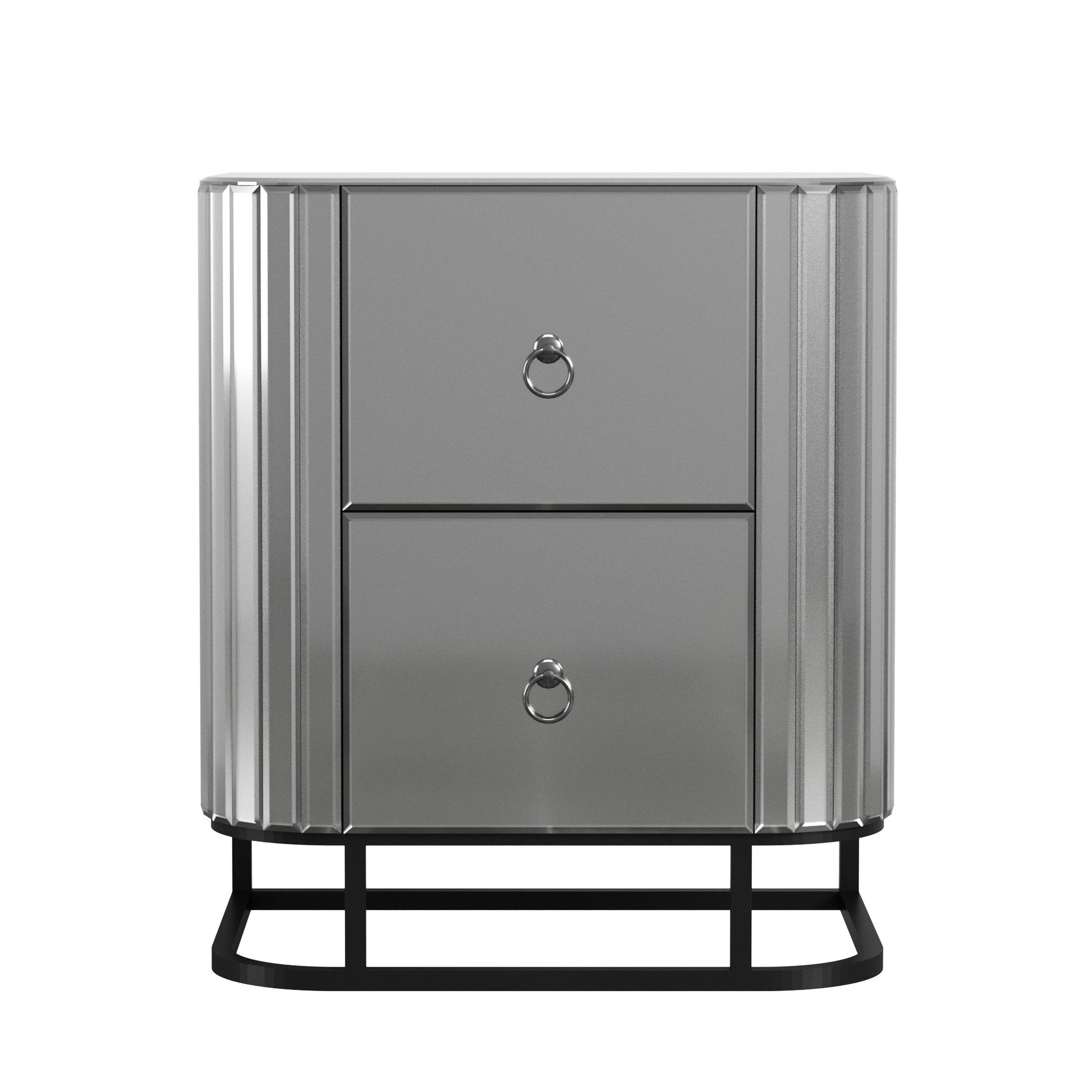 2-Drawer Wood Nightstand with Handle