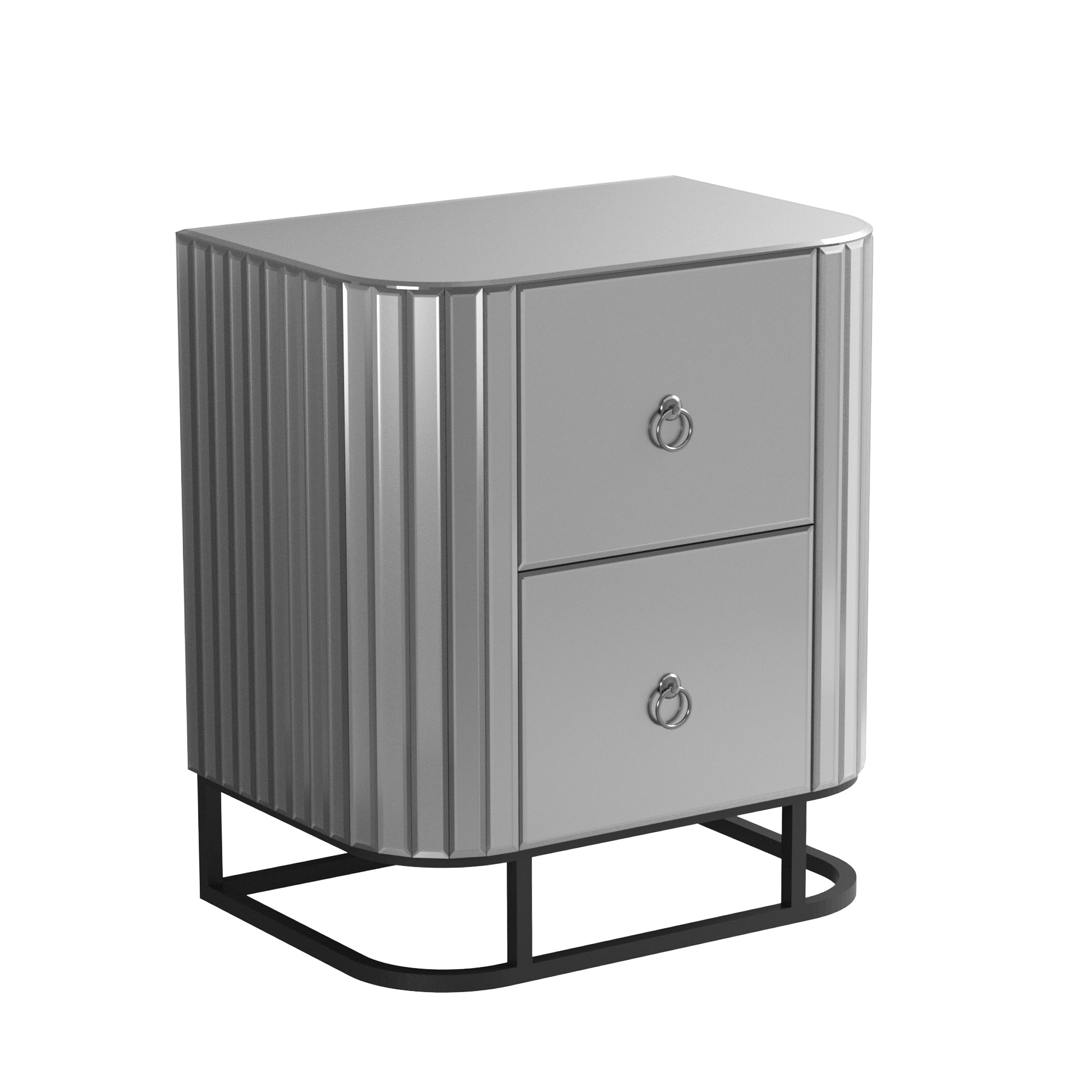 2-Drawer Wood Nightstand with Handle