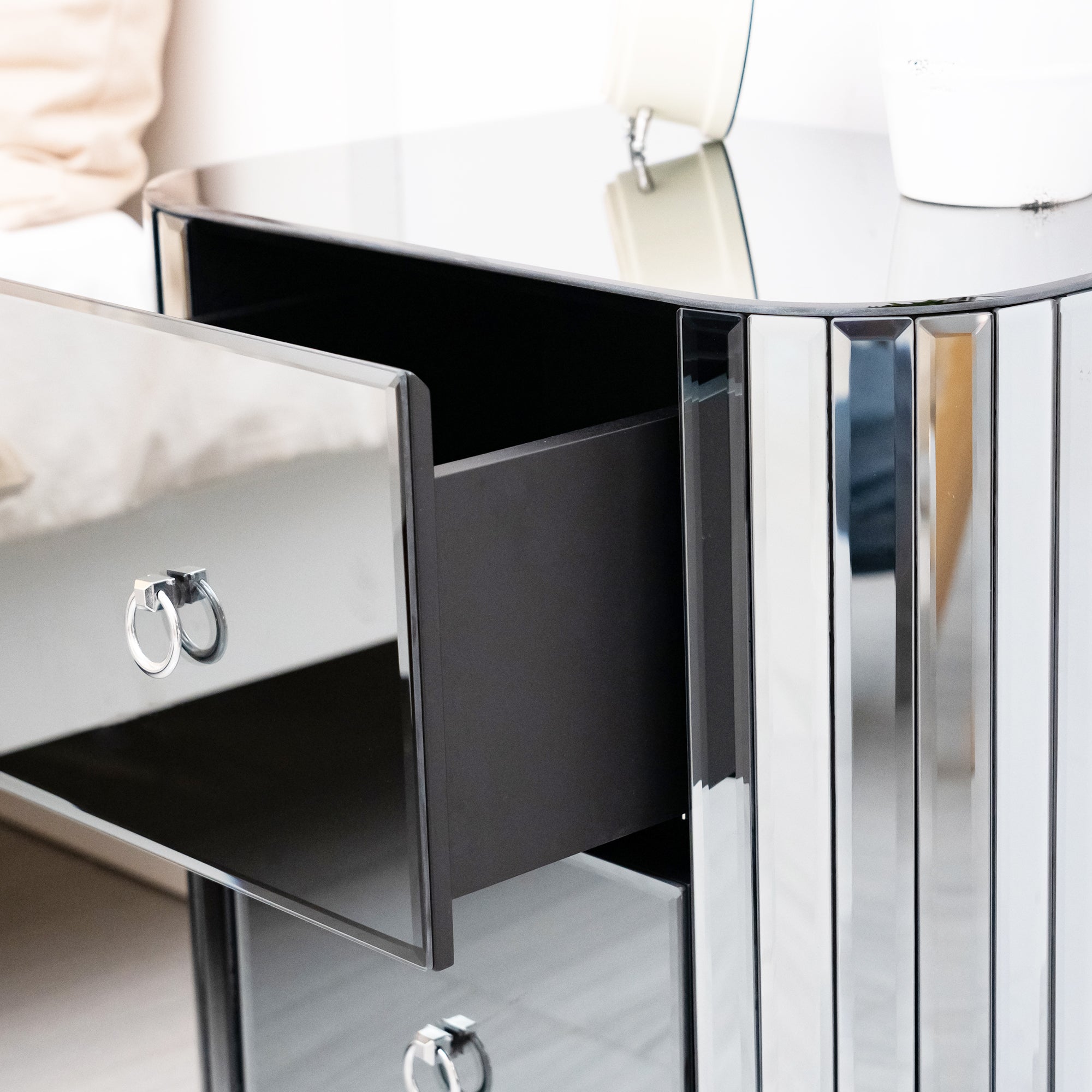 2-Drawer Wood Nightstand with Handle