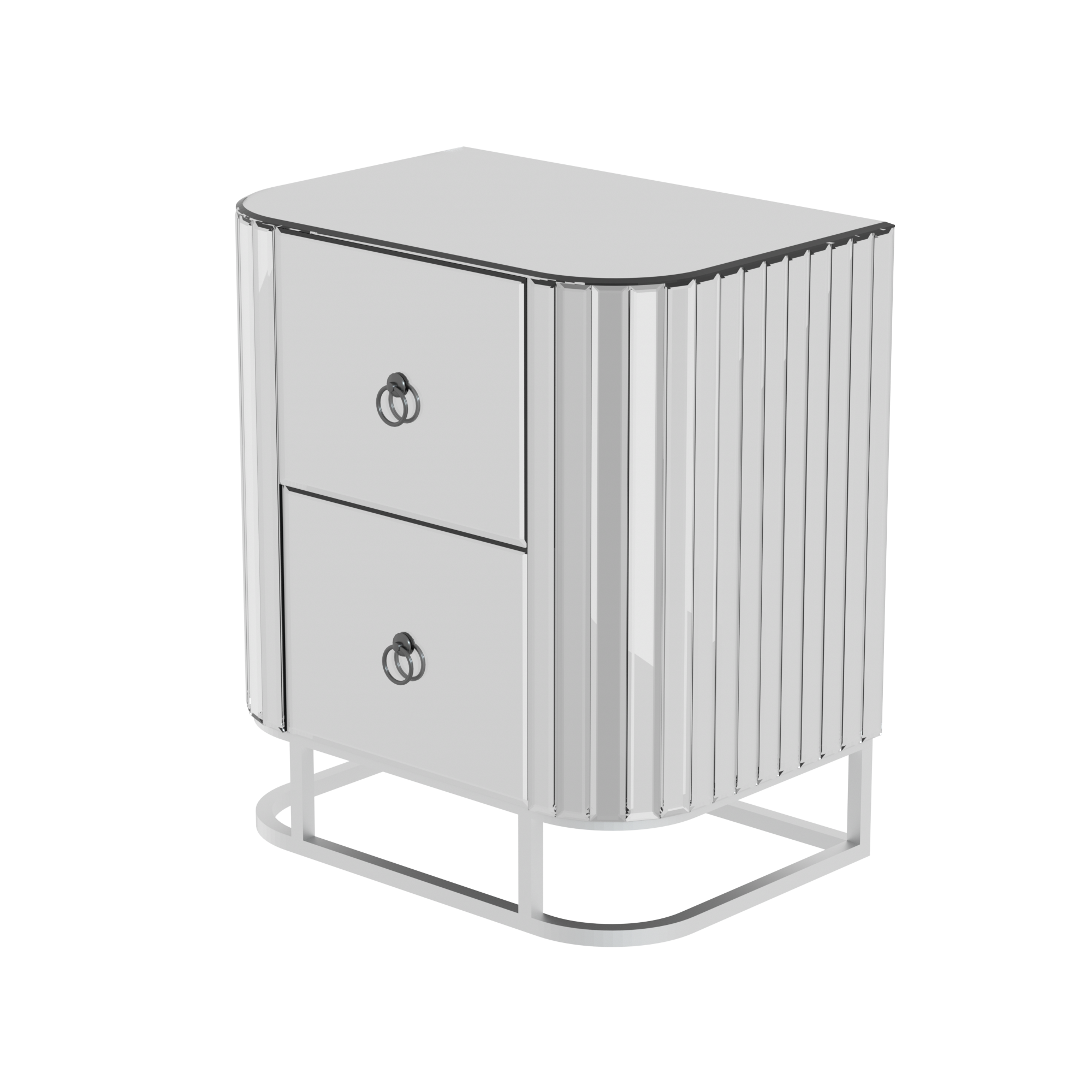 2-Drawer Wood Nightstand with Handle