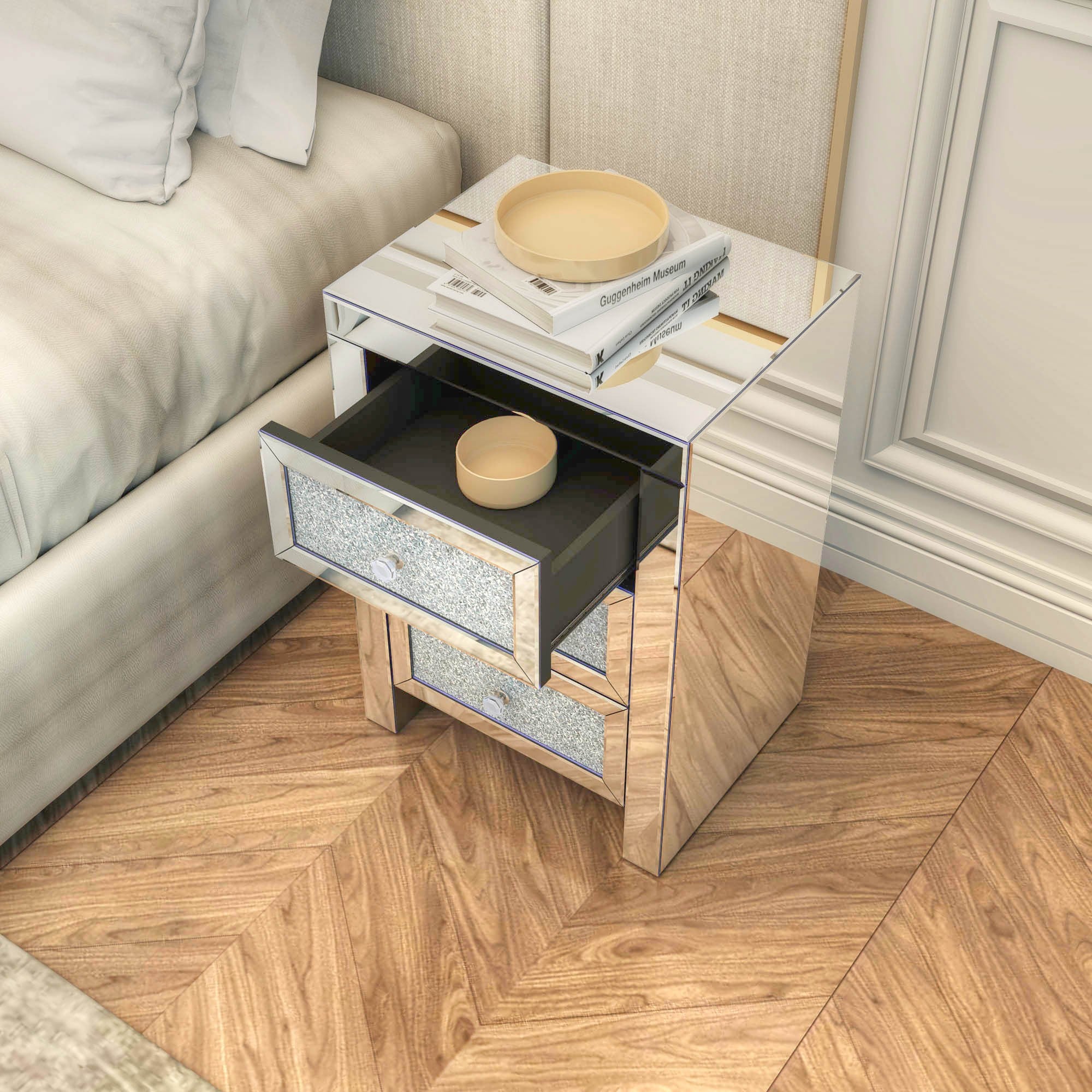 3-Drawer Wood Nightstand with Handle