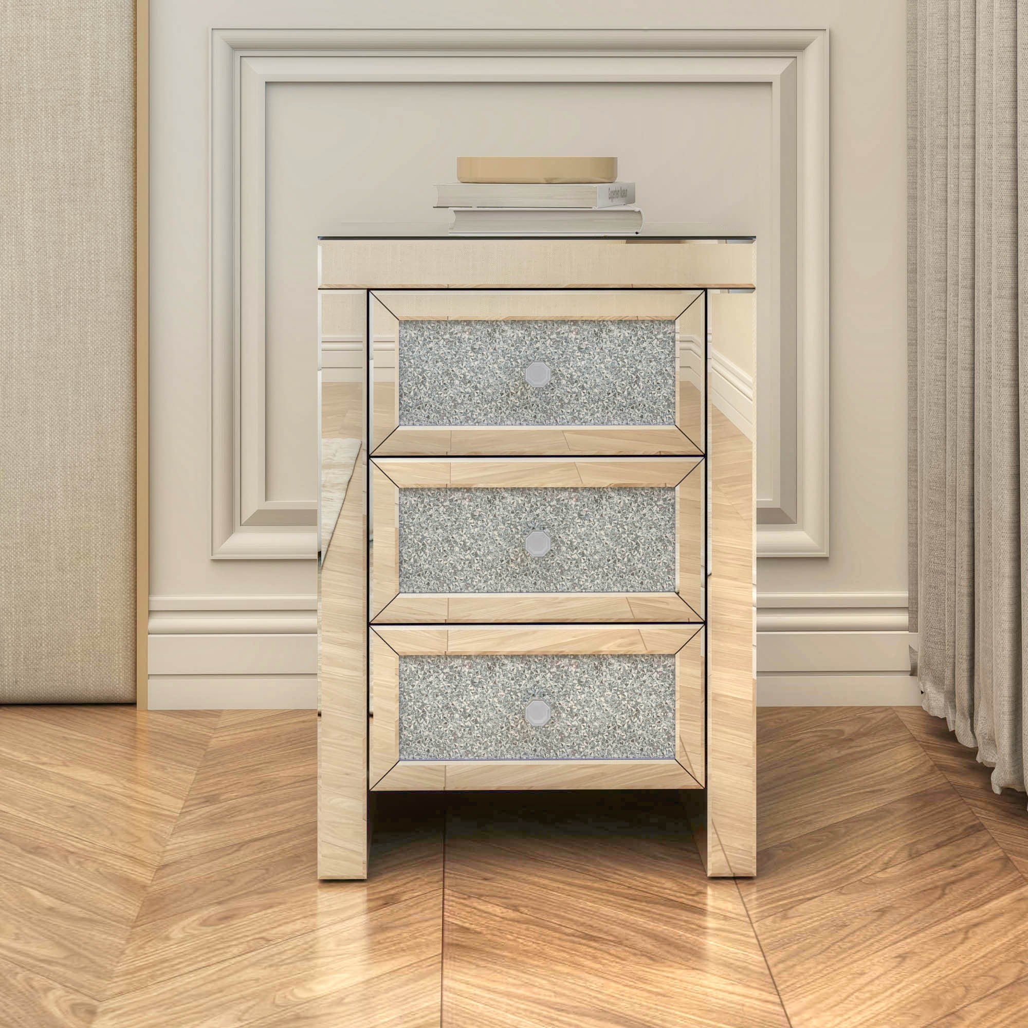 3-Drawer Wood Nightstand with Handle
