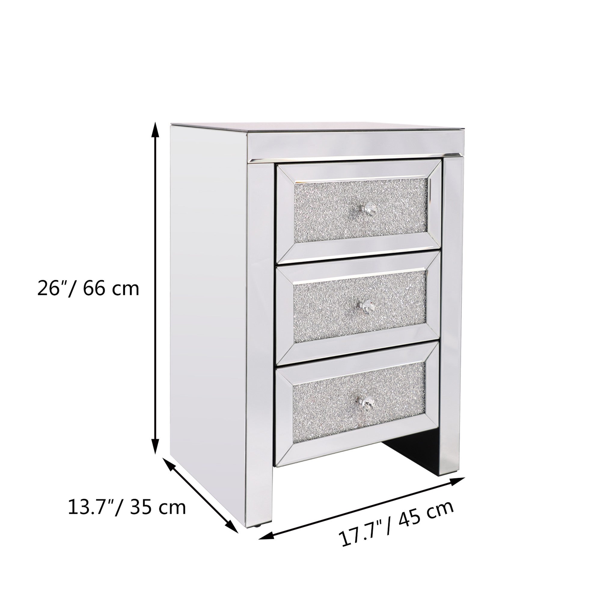 3-Drawer Wood Nightstand with Handle