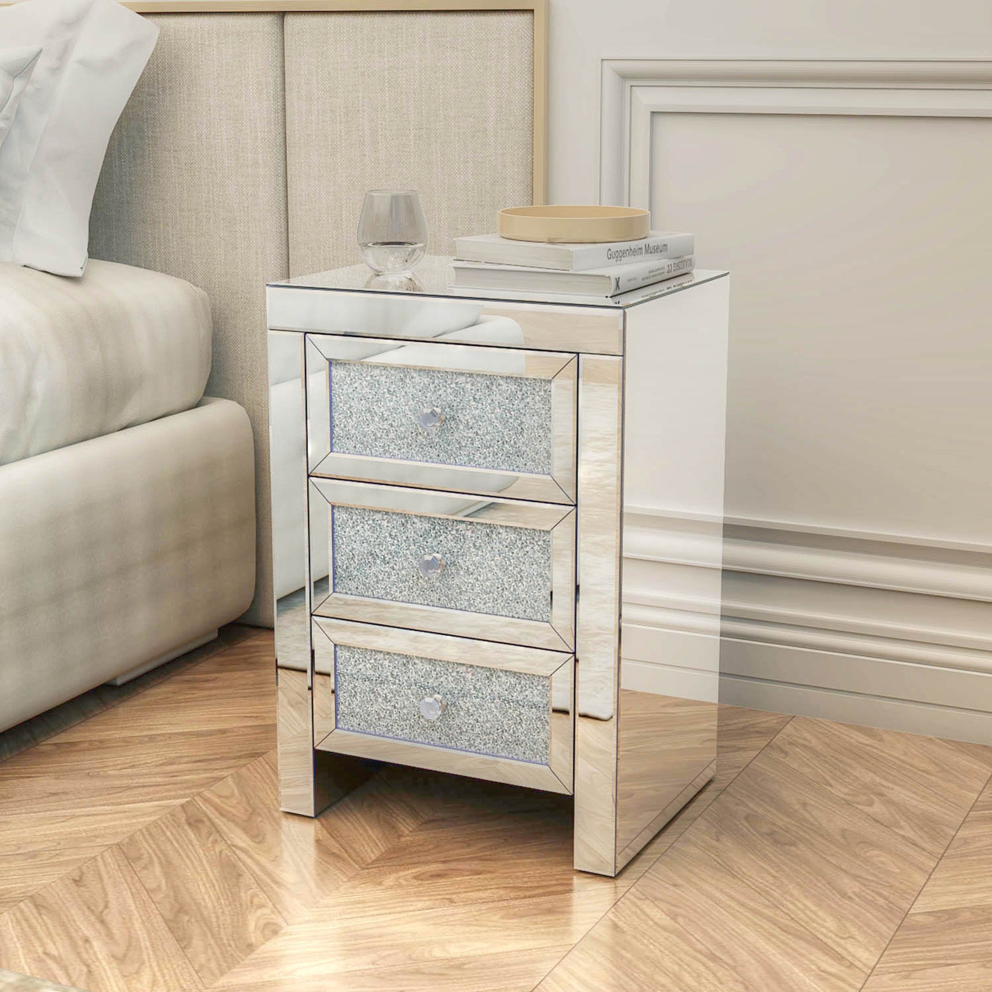 3-Drawer Wood Nightstand with Handle