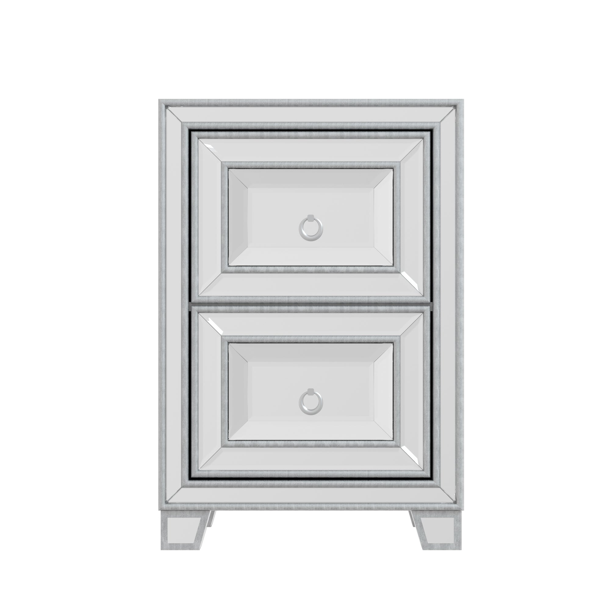 2-Drawer Wood Nightstand with Handles
