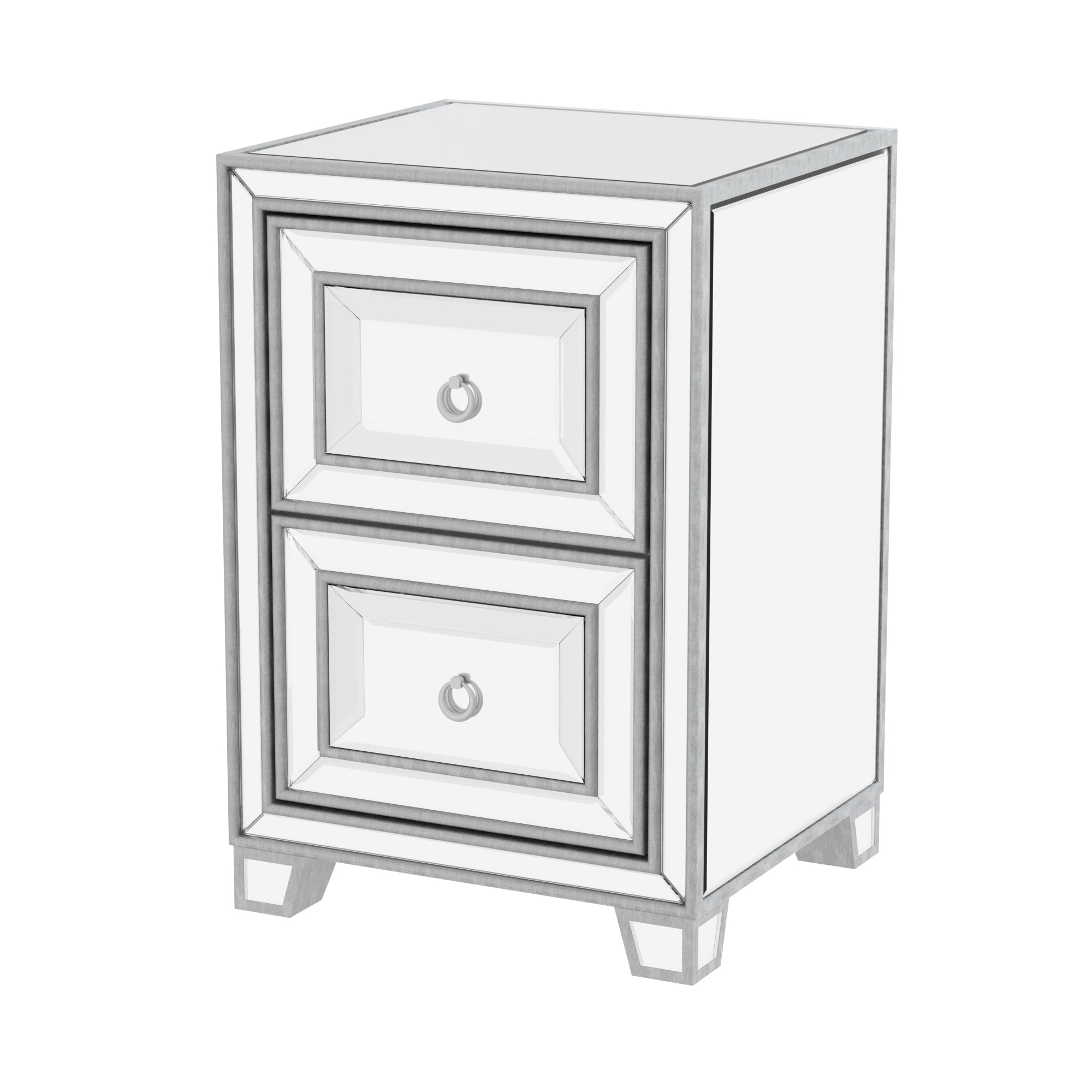 2-Drawer Wood Nightstand with Handles