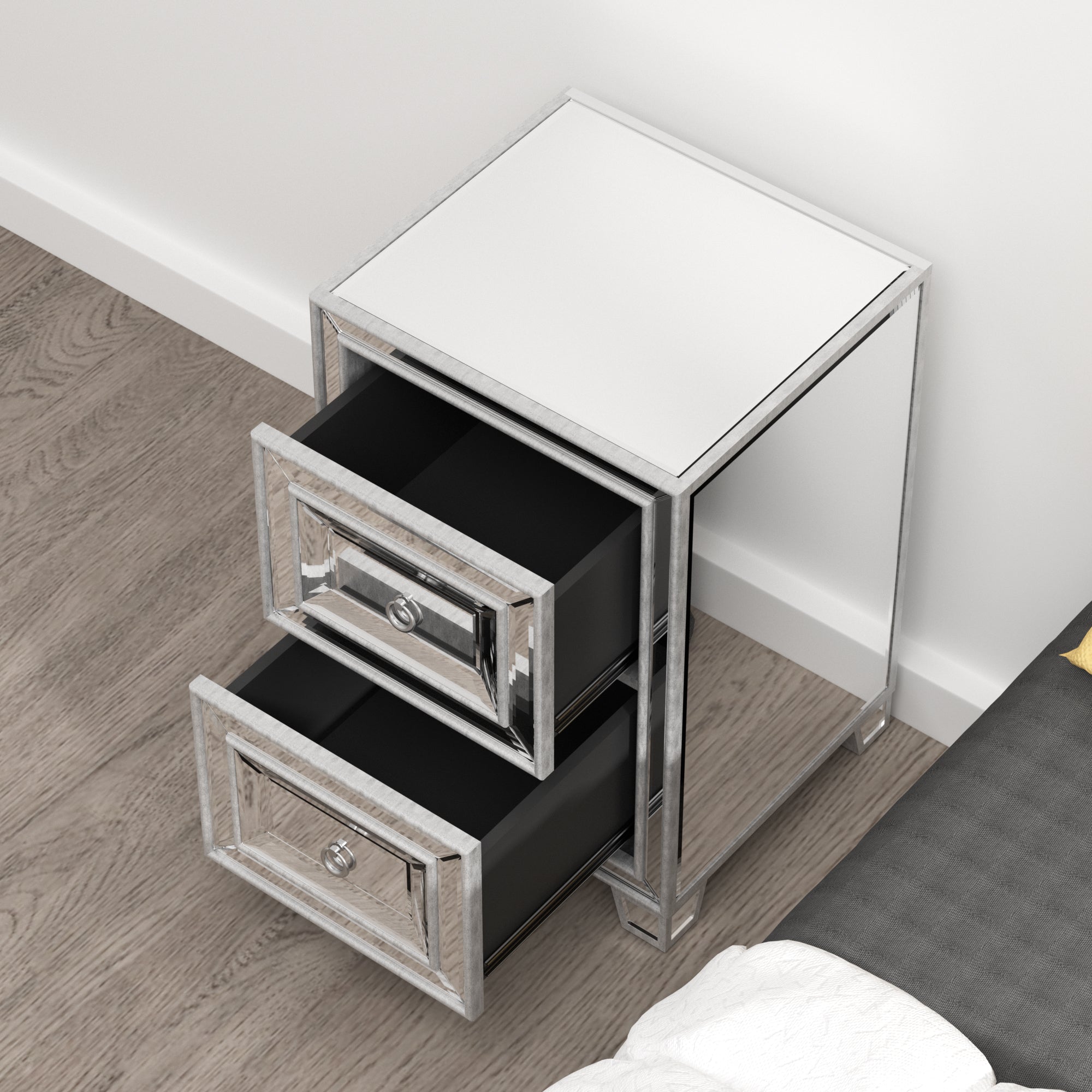 2-Drawer Wood Nightstand with Handles