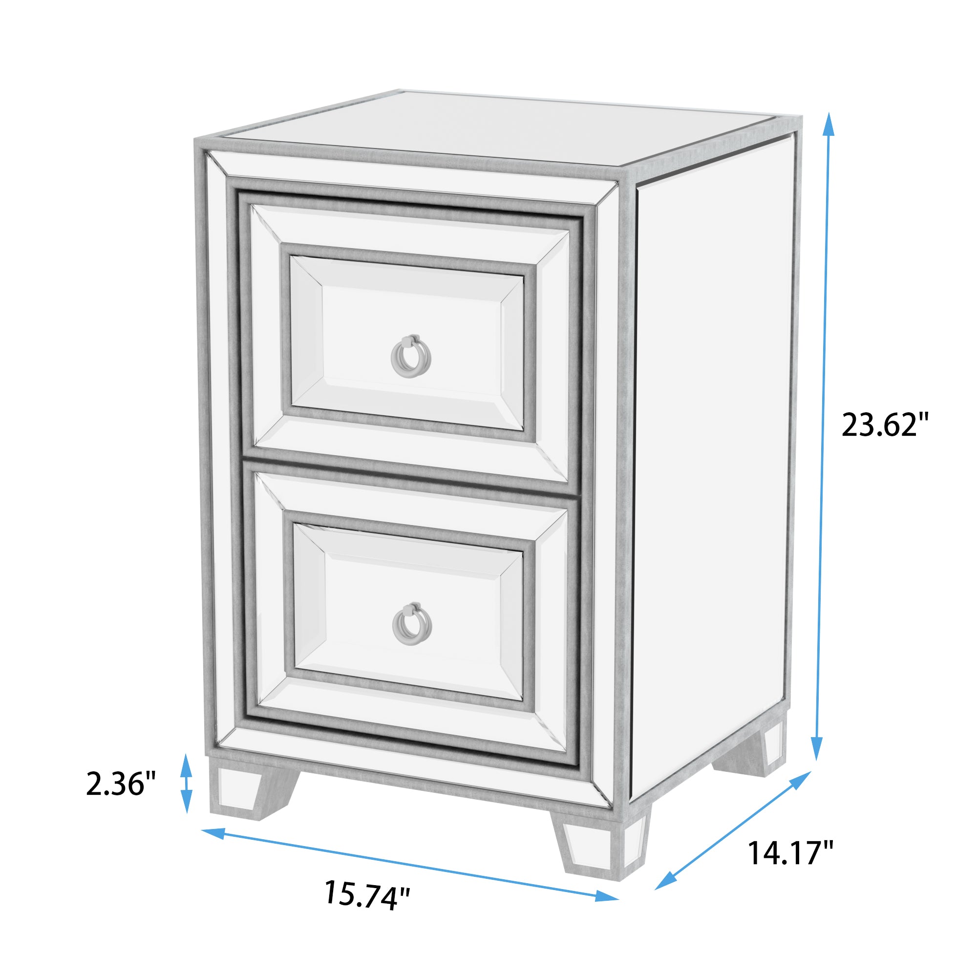2-Drawer Wood Nightstand with Handles
