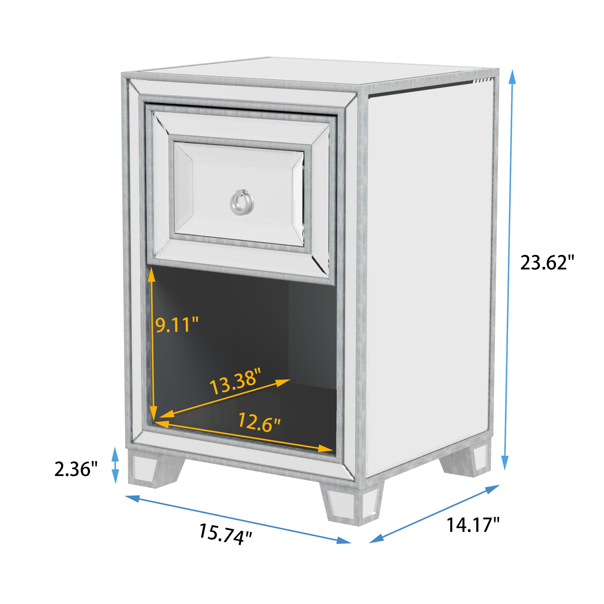 1-Drawer Wood Nightstand with Open Storage