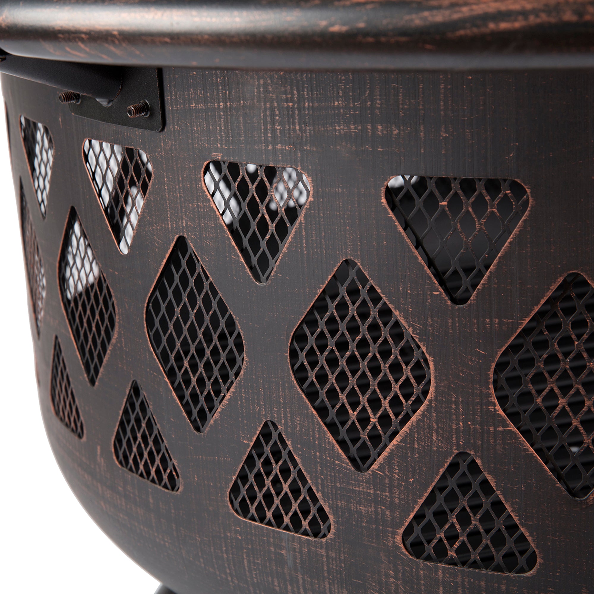 Round Iron Outdoor Fire Pit with Spark Screen