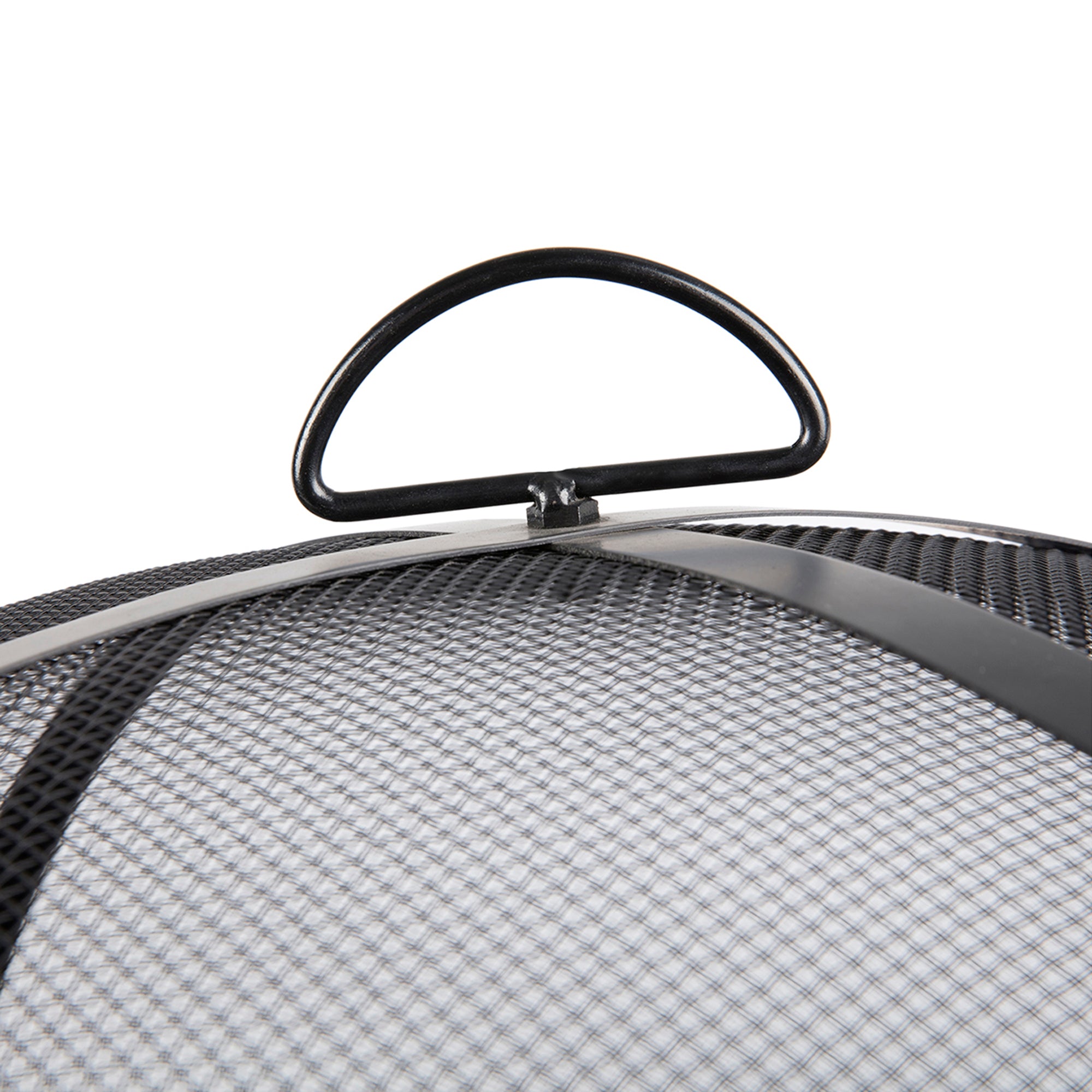 Round Iron Outdoor Fire Pit with Spark Screen