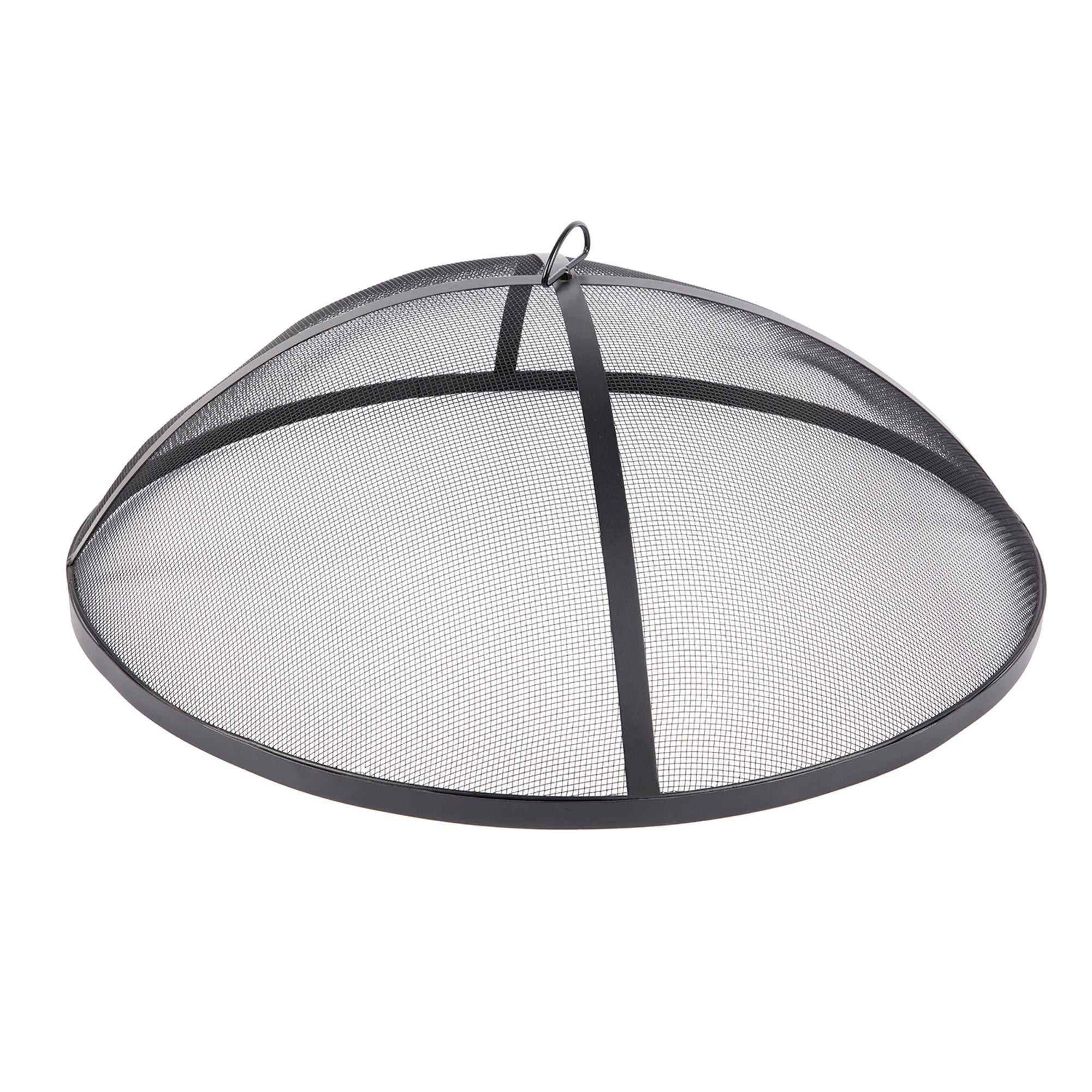 Round Iron Outdoor Fire Pit with Spark Screen