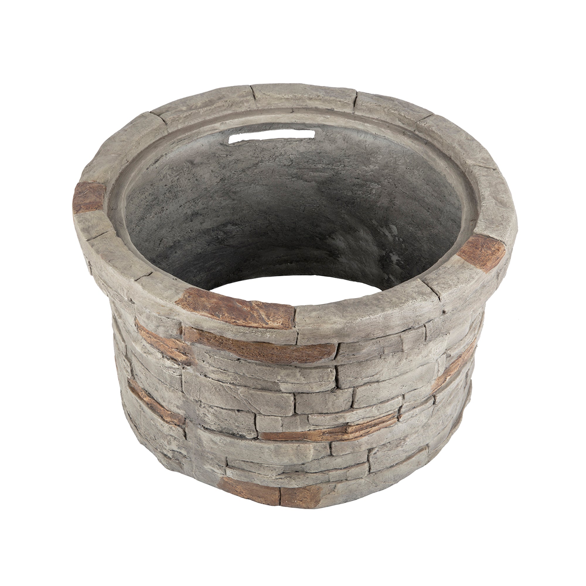 Round Faux Stone Outdoor Fire Pit with Rain Cover