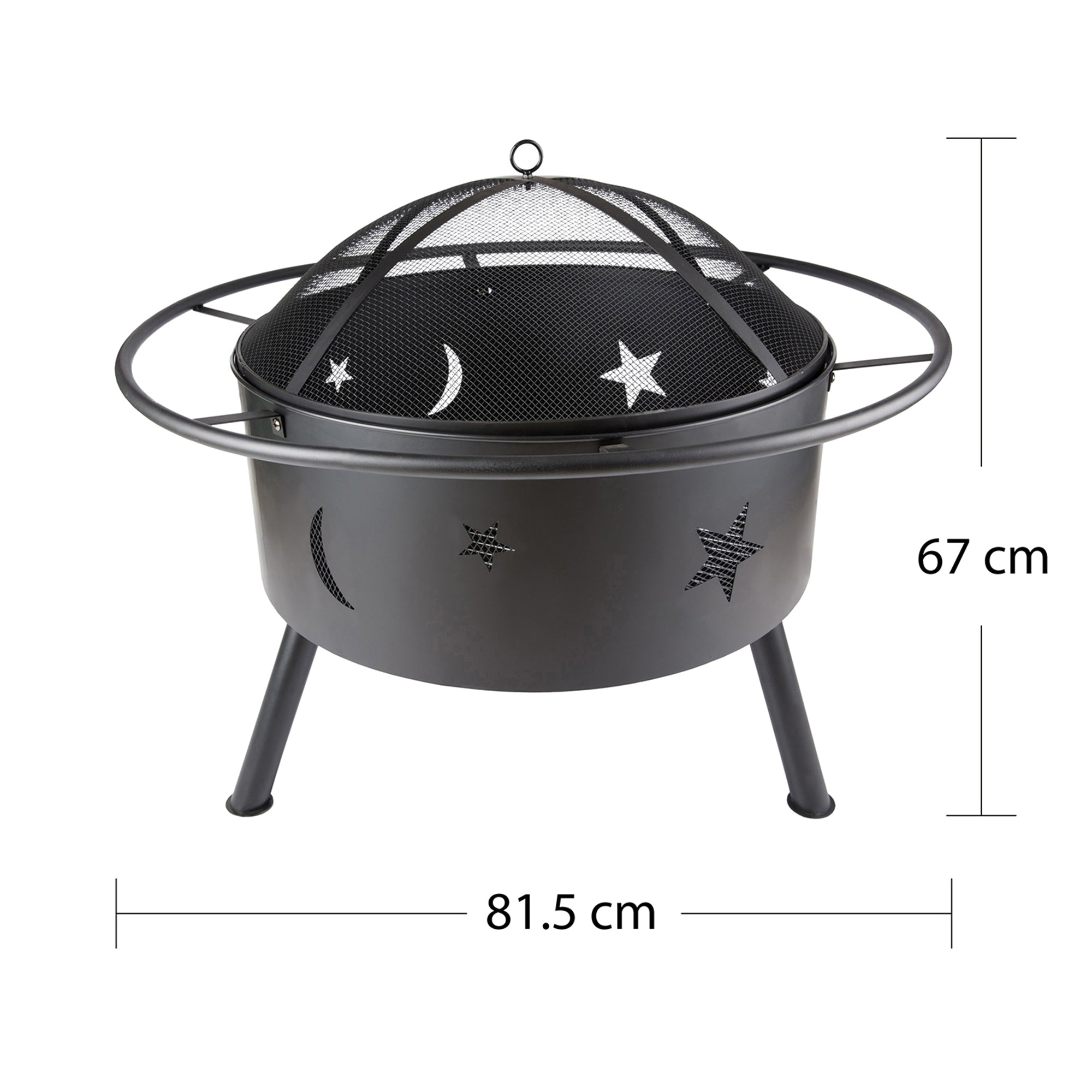 Round Iron Outdoor Fire Pit with Spark Screen