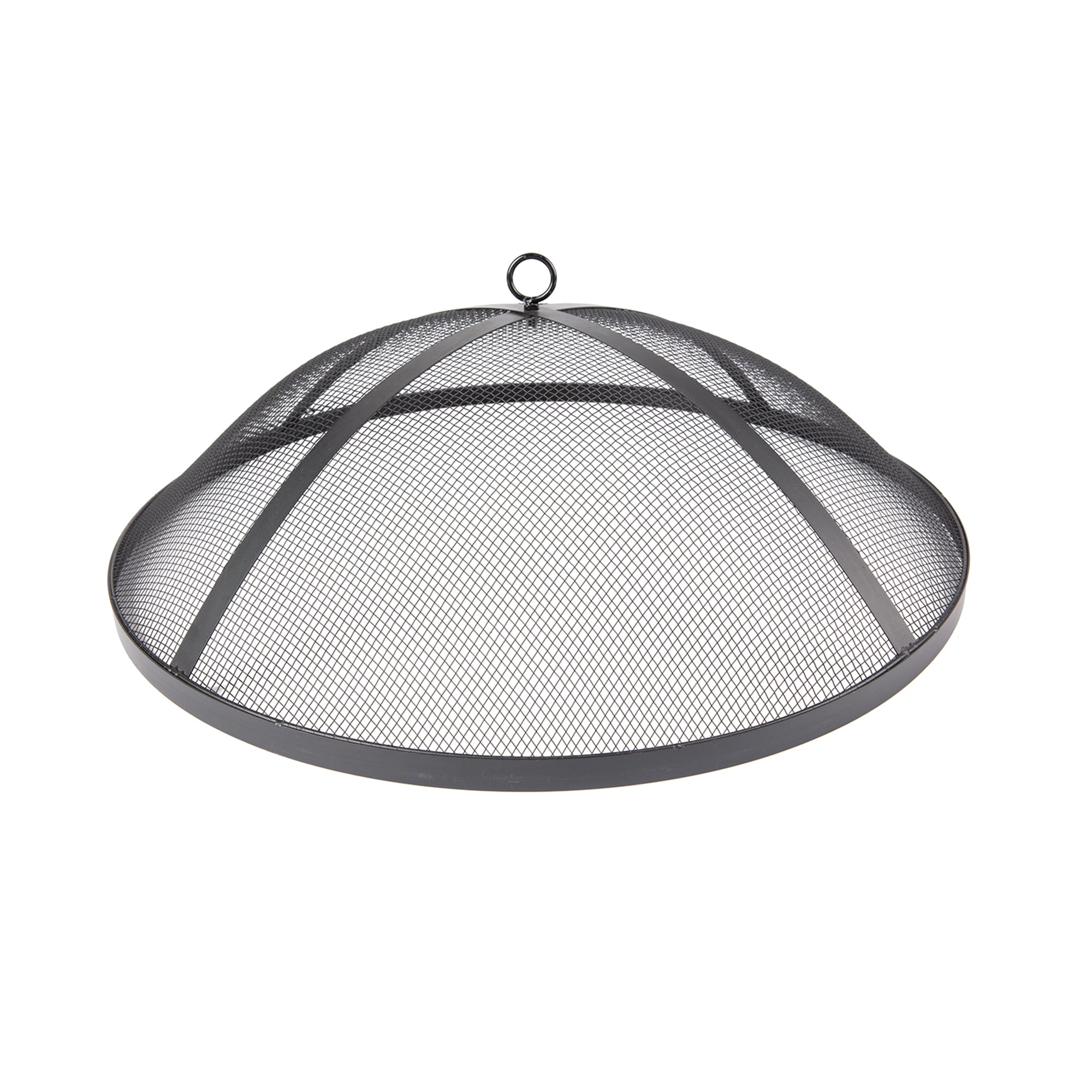 Round Iron Outdoor Fire Pit with Spark Screen