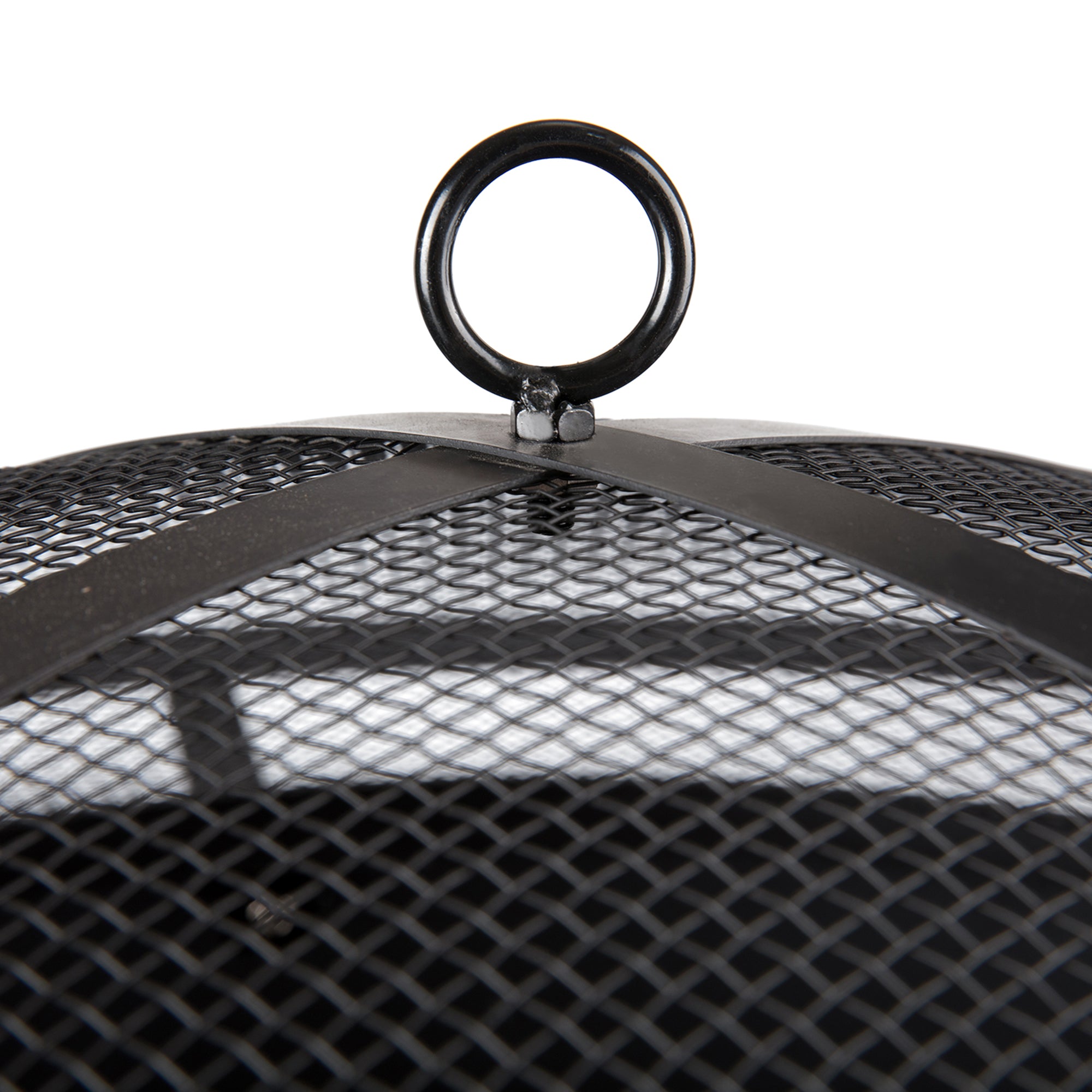 Round Iron Outdoor Fire Pit with Spark Screen