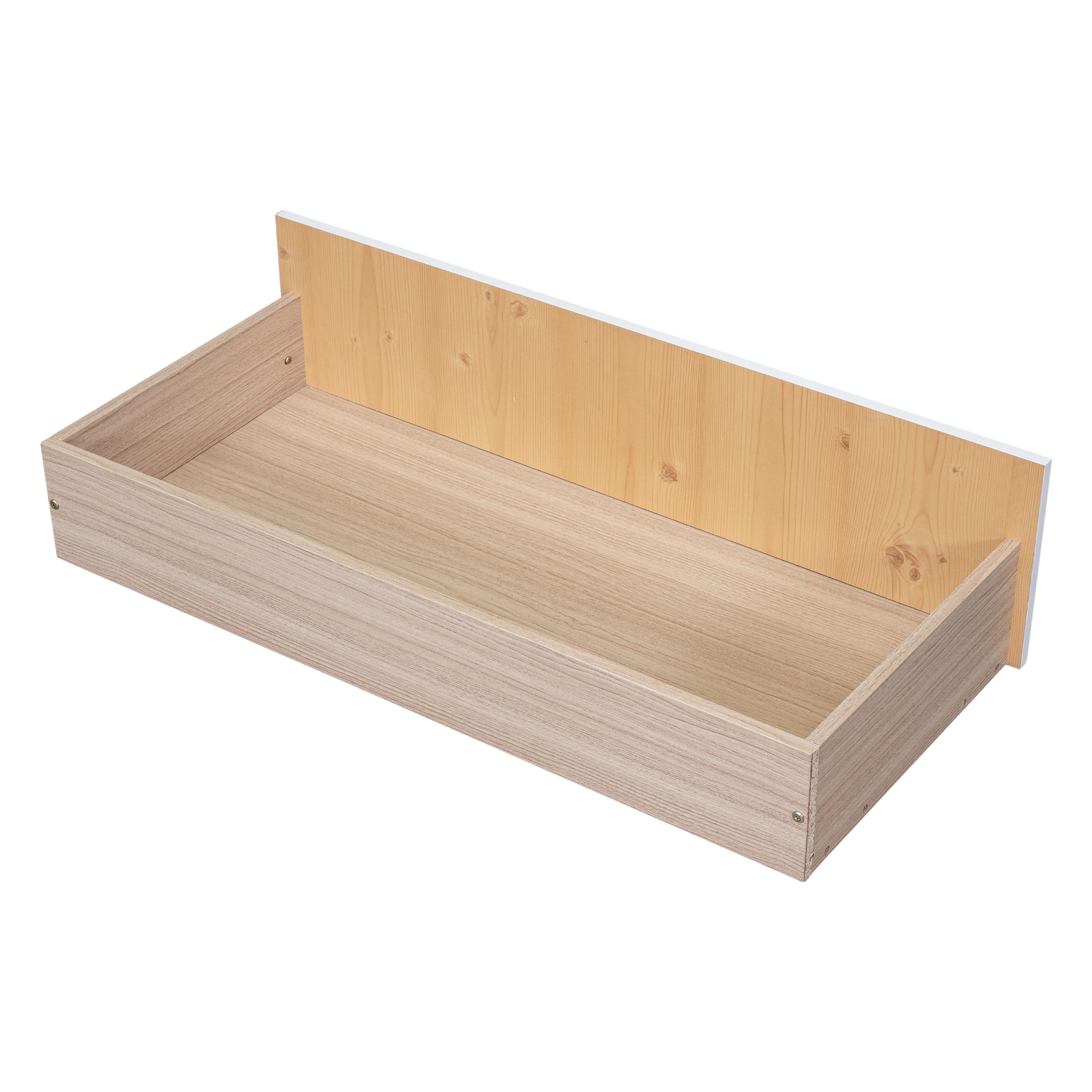 Twin Size House-Shaped Headboard Wood Frame Platform Bed with Fence Guardrails and Drawers