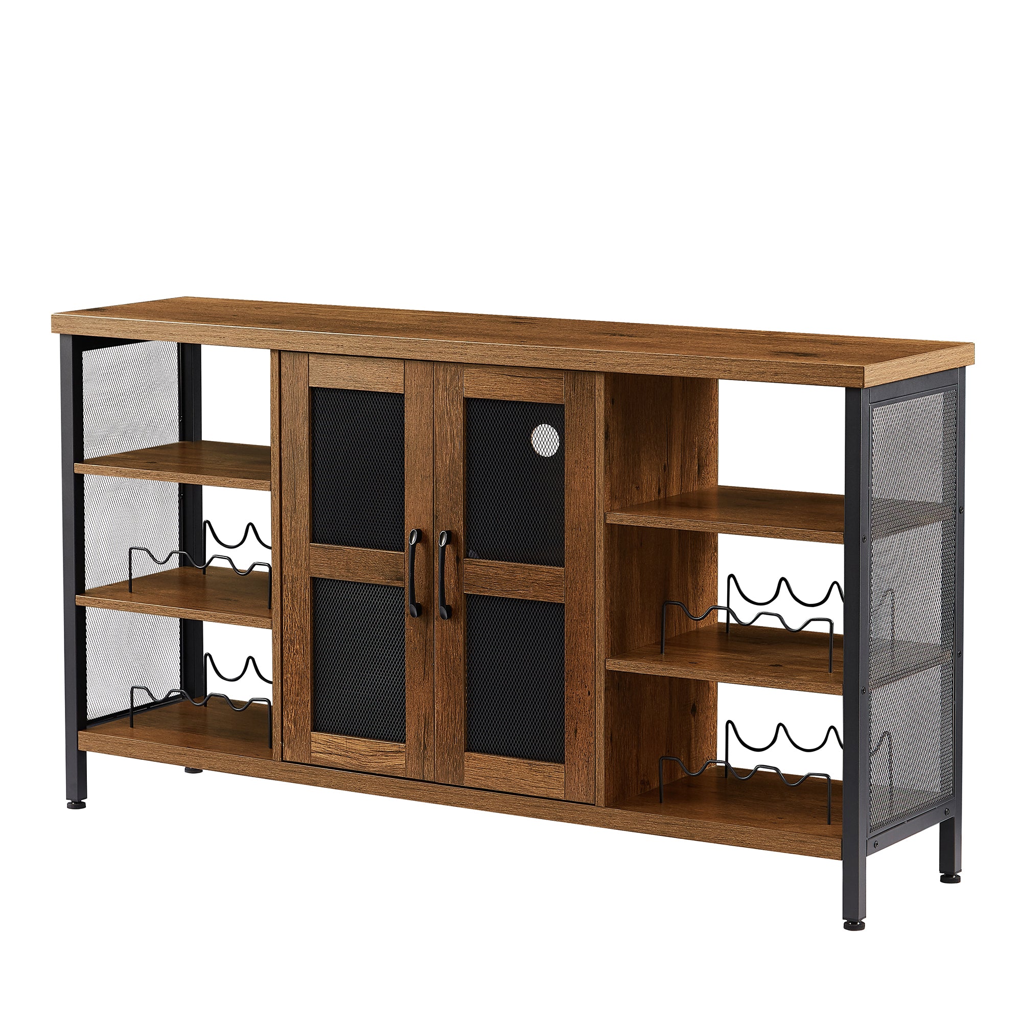 55-inch Buffet Table with Glass Rack and Wine Bottle Rack