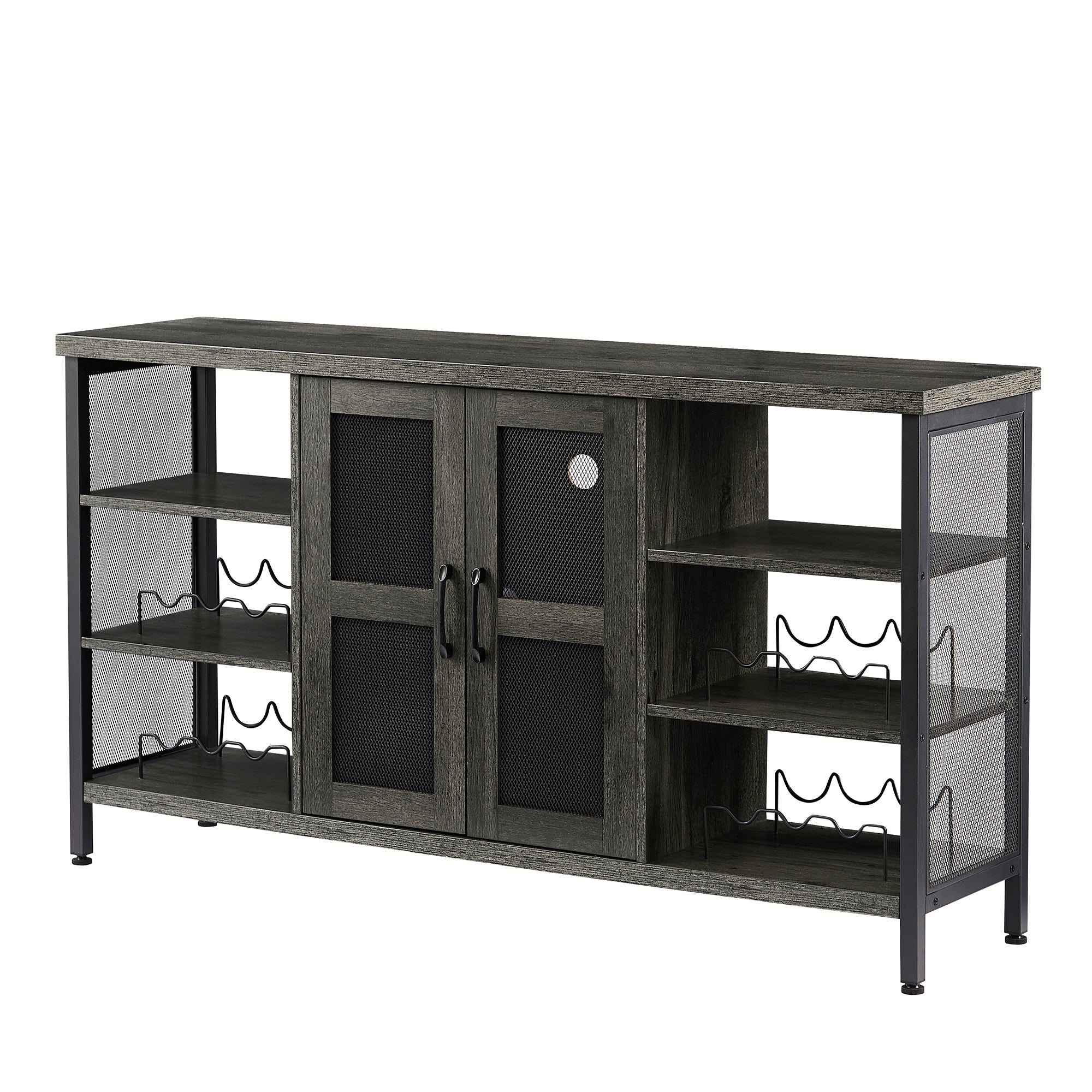 55-inch Buffet Table with Glass Rack and Wine Bottle Rack