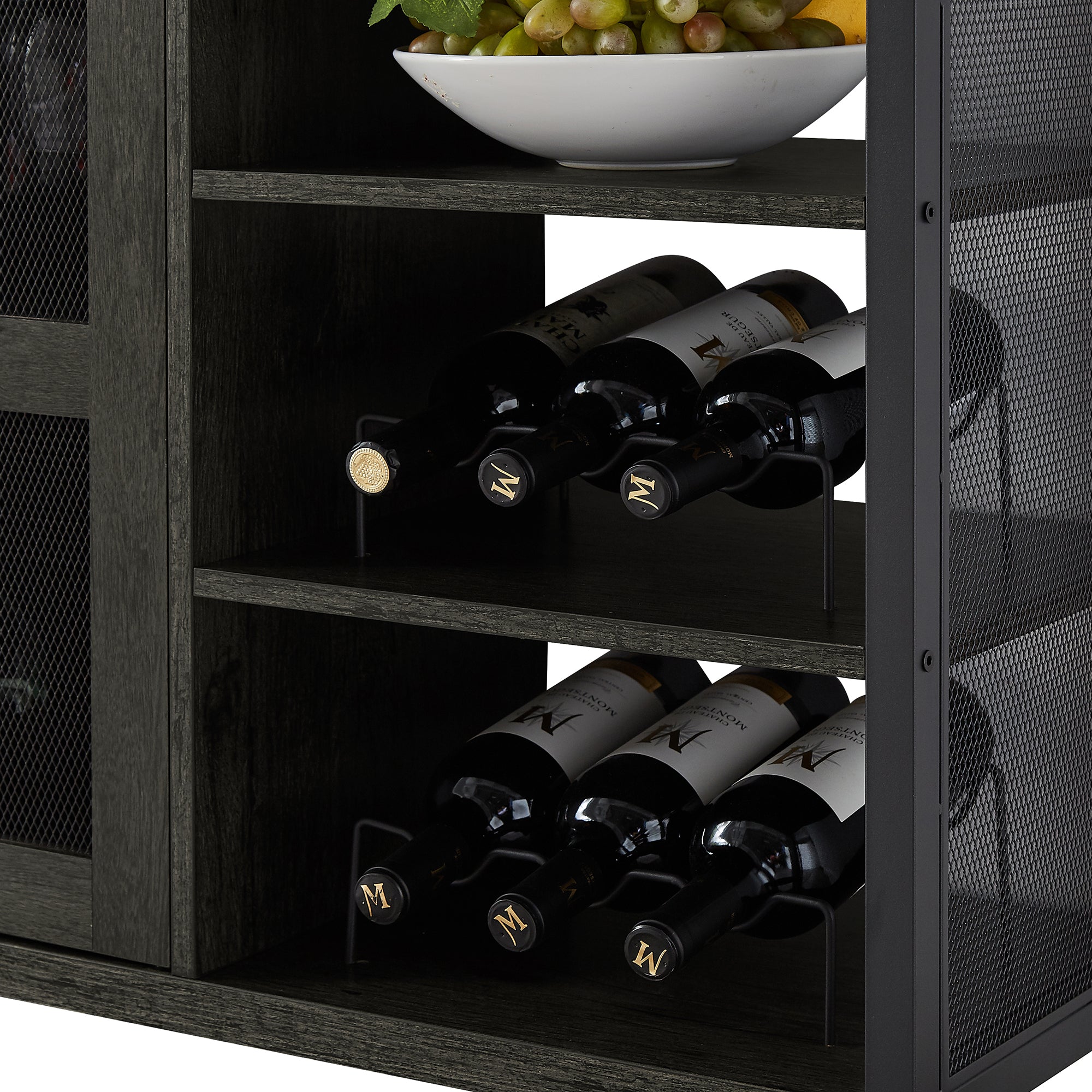 55-inch Buffet Table with Glass Rack and Wine Bottle Rack