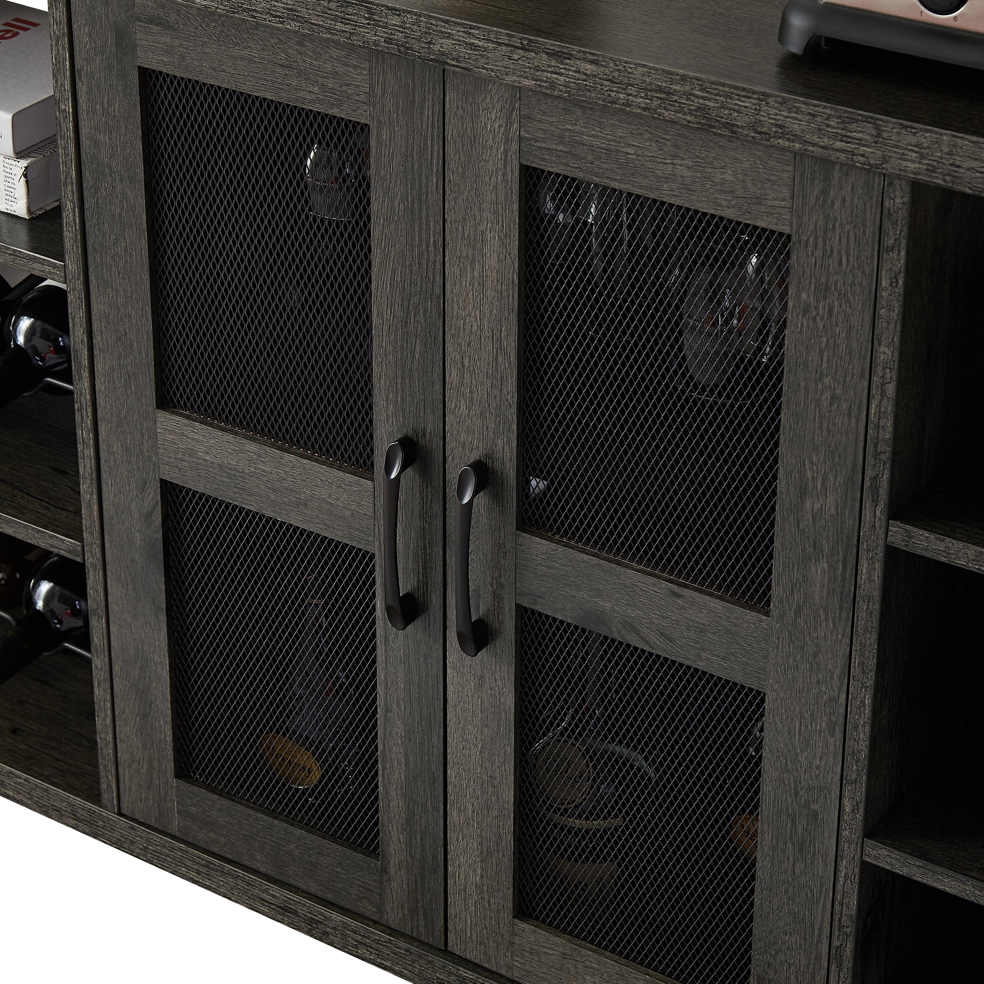55-inch Buffet Table with Glass Rack and Wine Bottle Rack