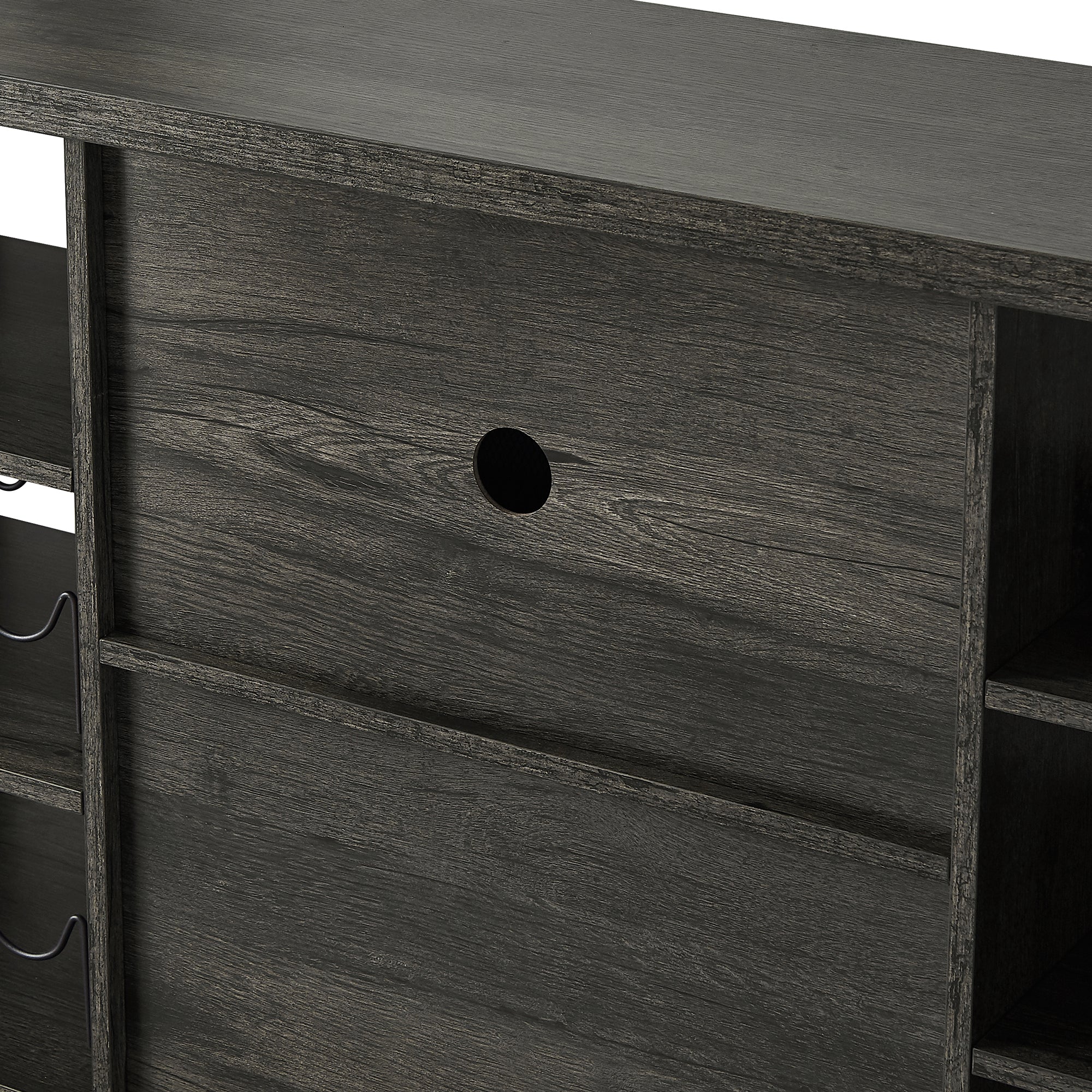 55-inch Buffet Table with Glass Rack and Wine Bottle Rack