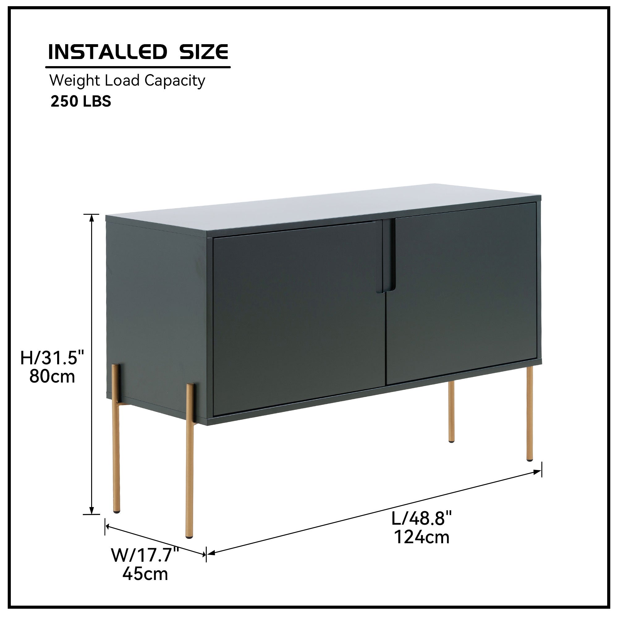 48-inch Wood Sideboard with Interior Shelves