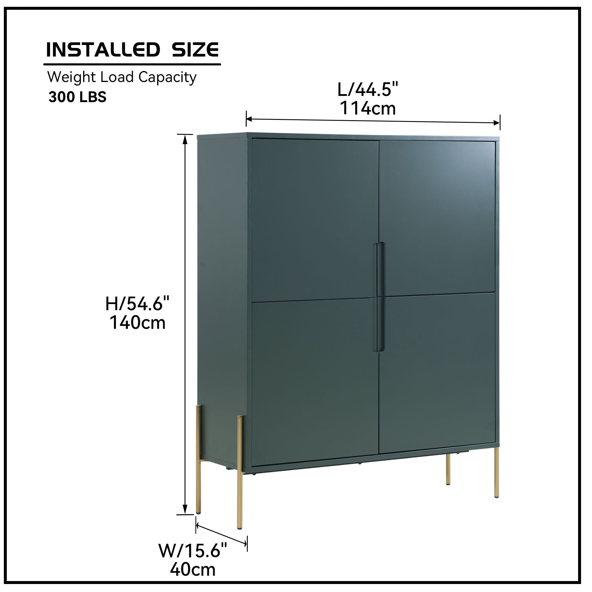 44 in. W x 55 in. H Wood Sideboard with Interior Shelves