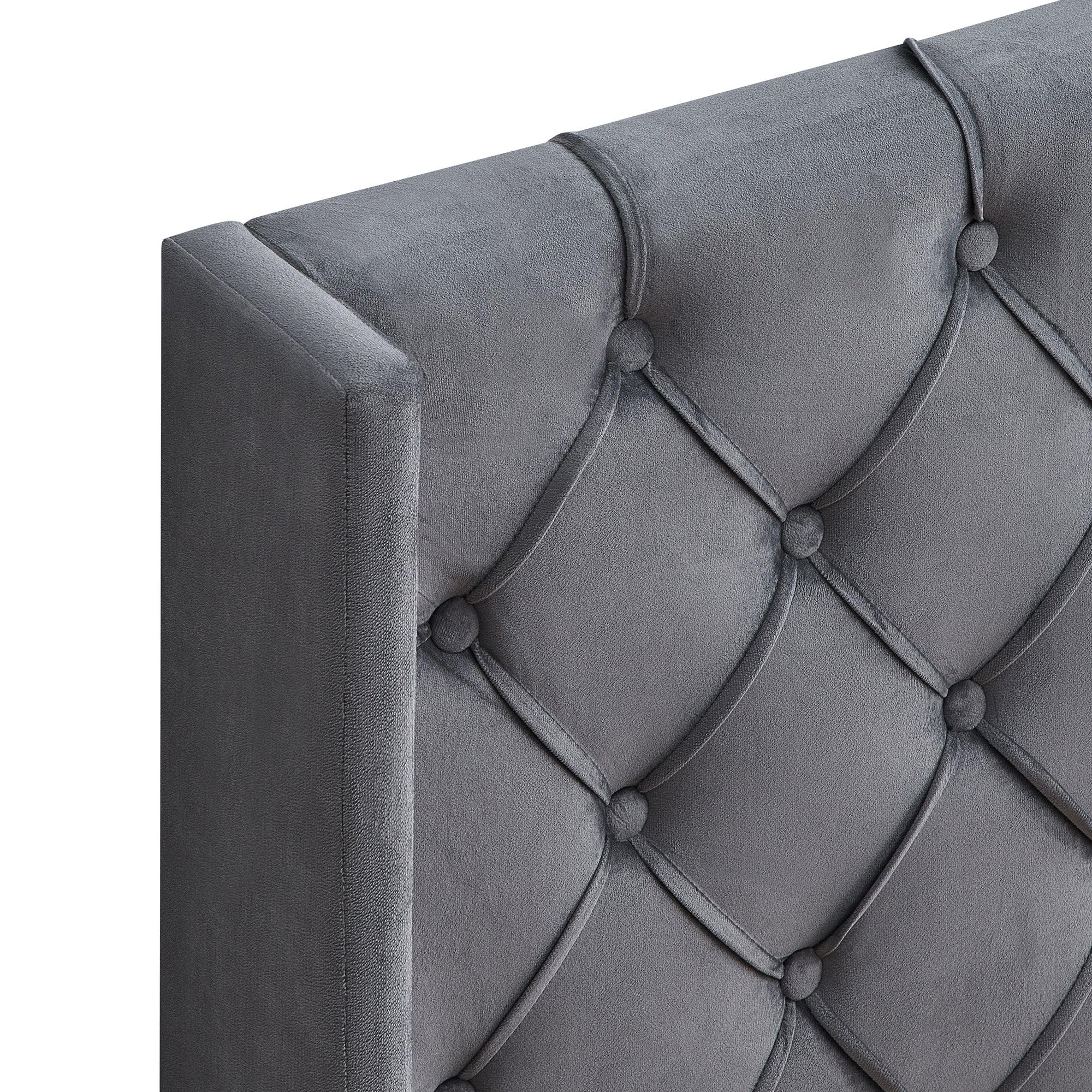 Queen Upholstered Frame Platform Bed with Tufted Headboard