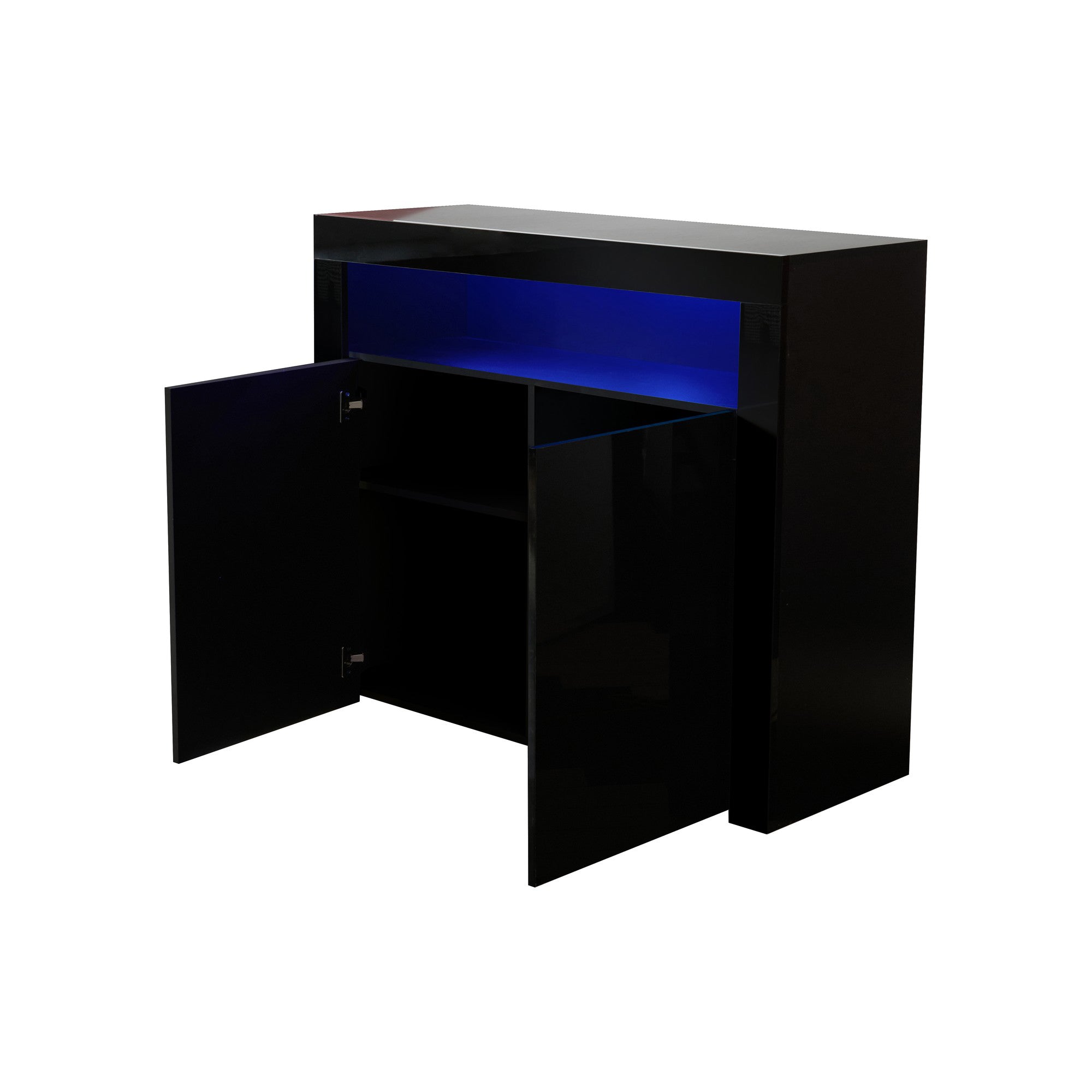 Wood Double Door Accent Cabinet with LED Light