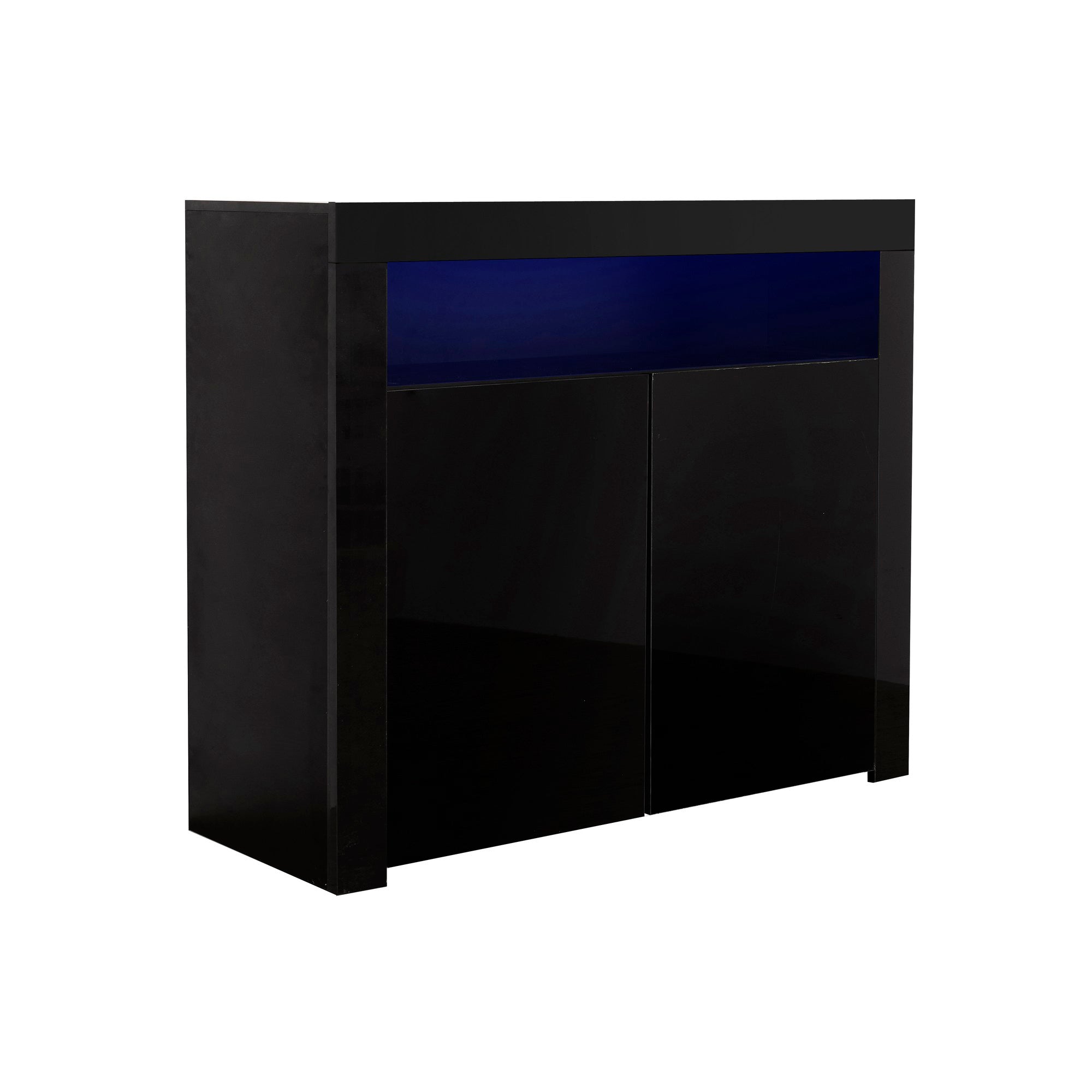 Wood Double Door Storage Accent Cabinet with LED Light