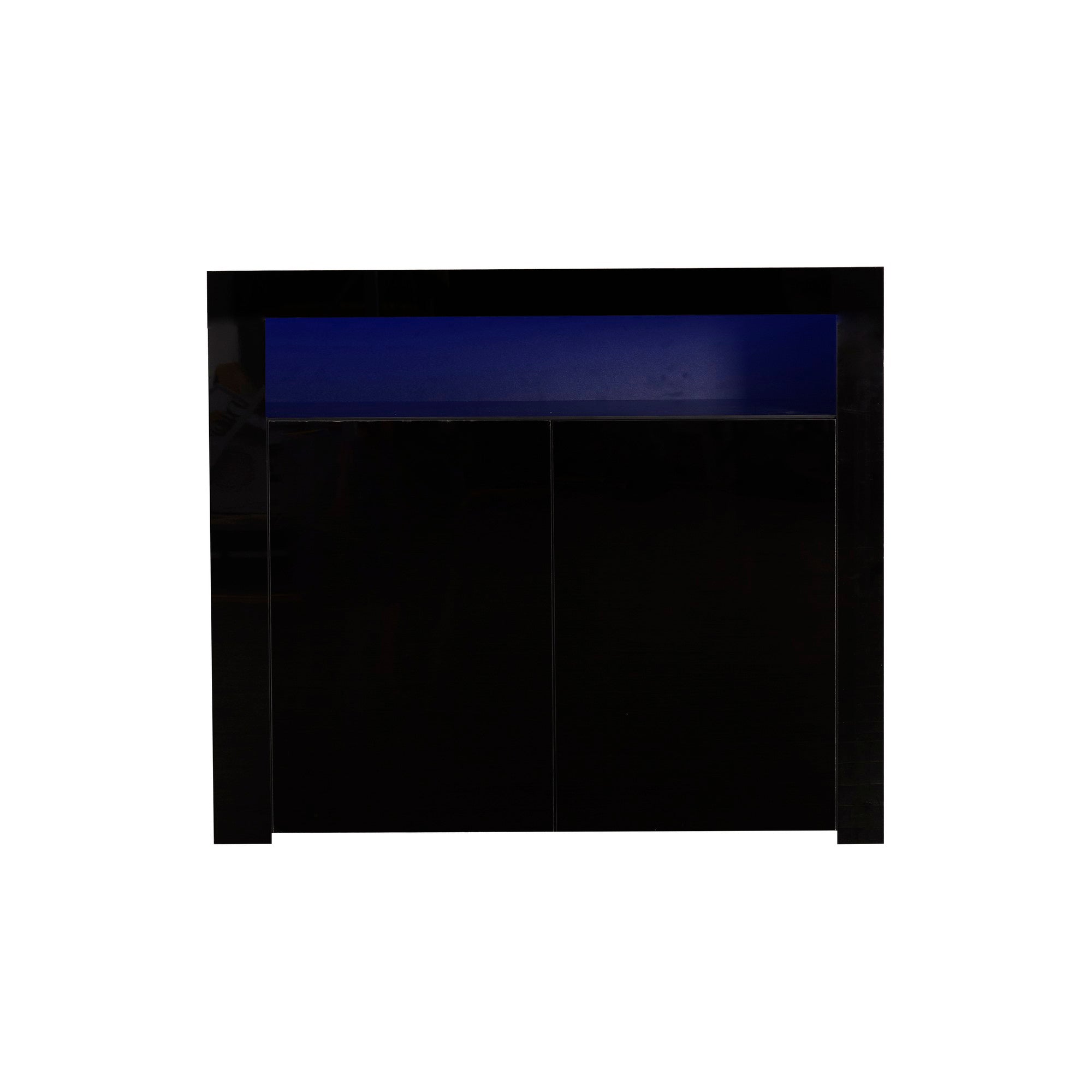 Wood Double Door Storage Accent Cabinet with LED Light