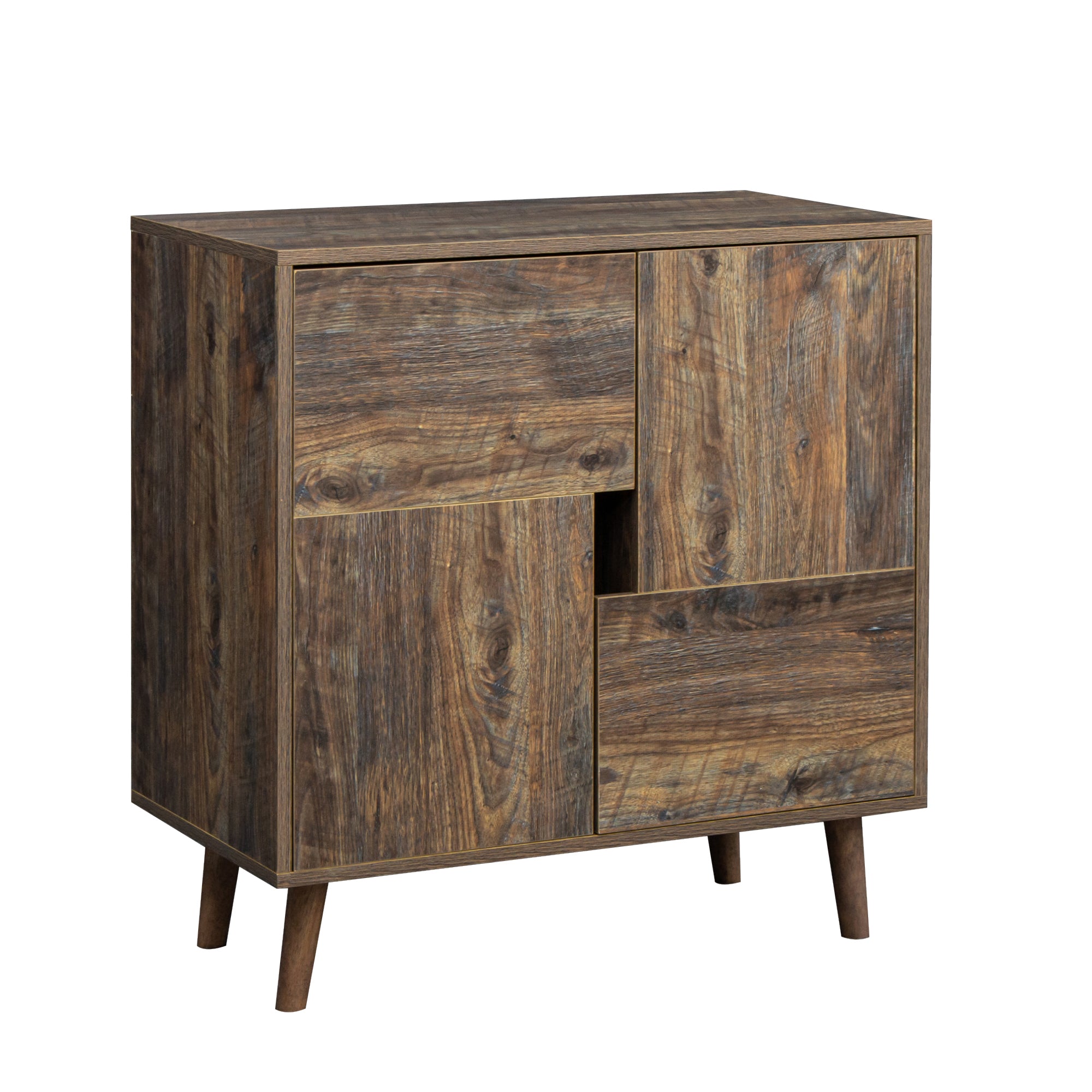 Wood Double Door Accent Cabinet with Four Storage Spaces